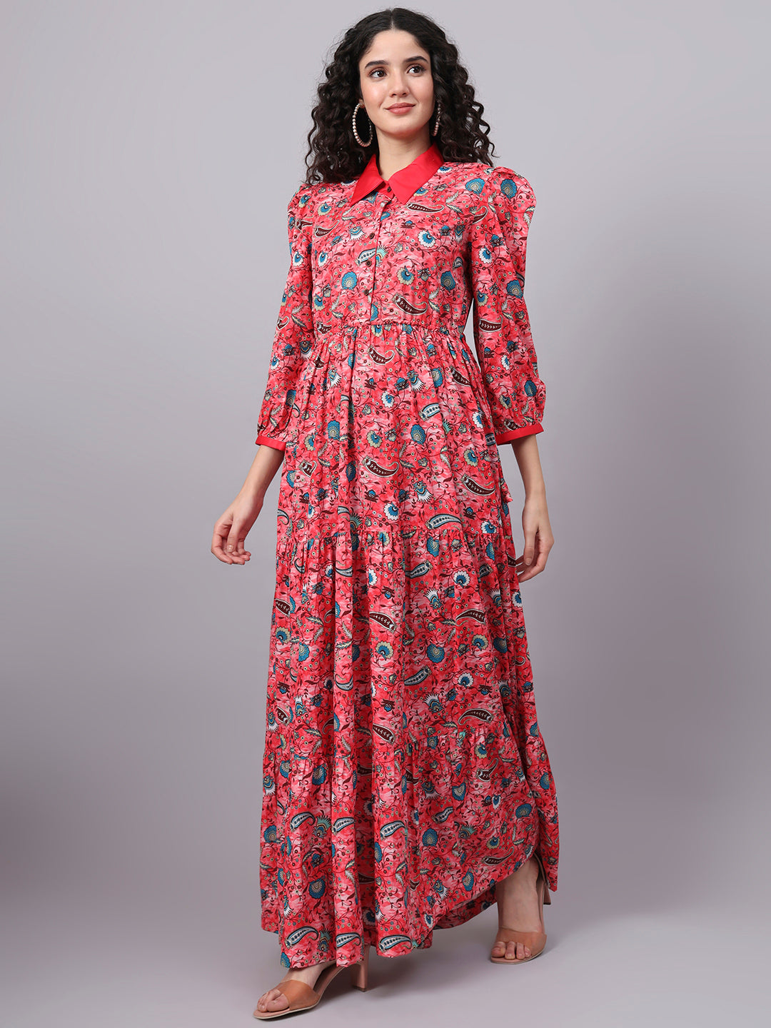 Women's Crepe Printed Full Length Dress S3001