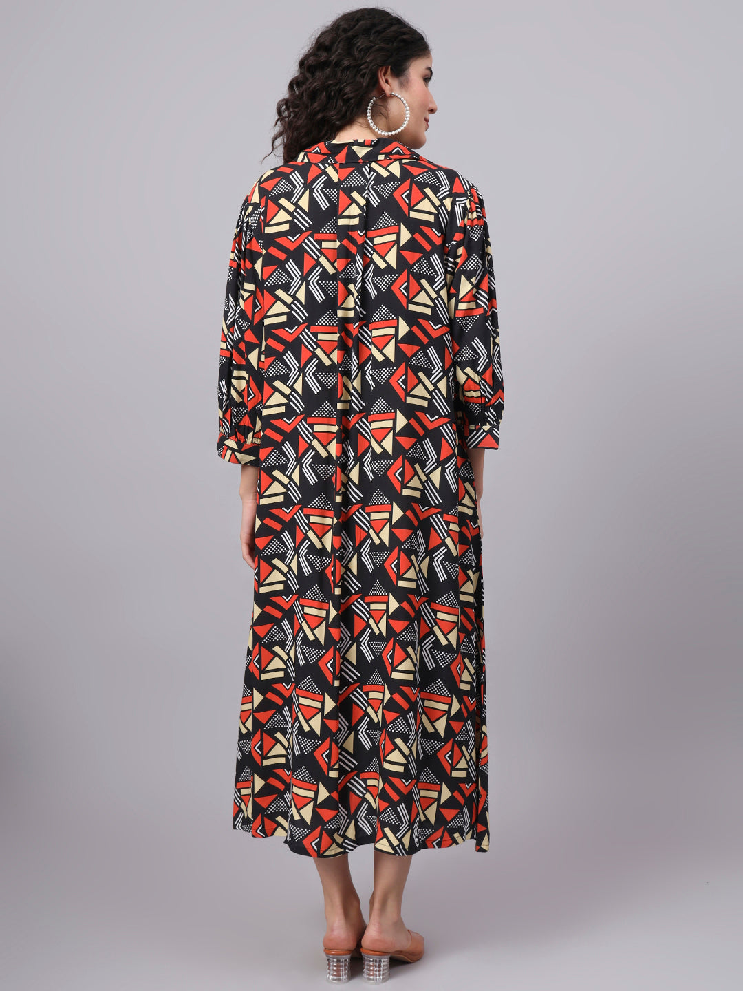 Women's Black Orange Motif Prints 3002