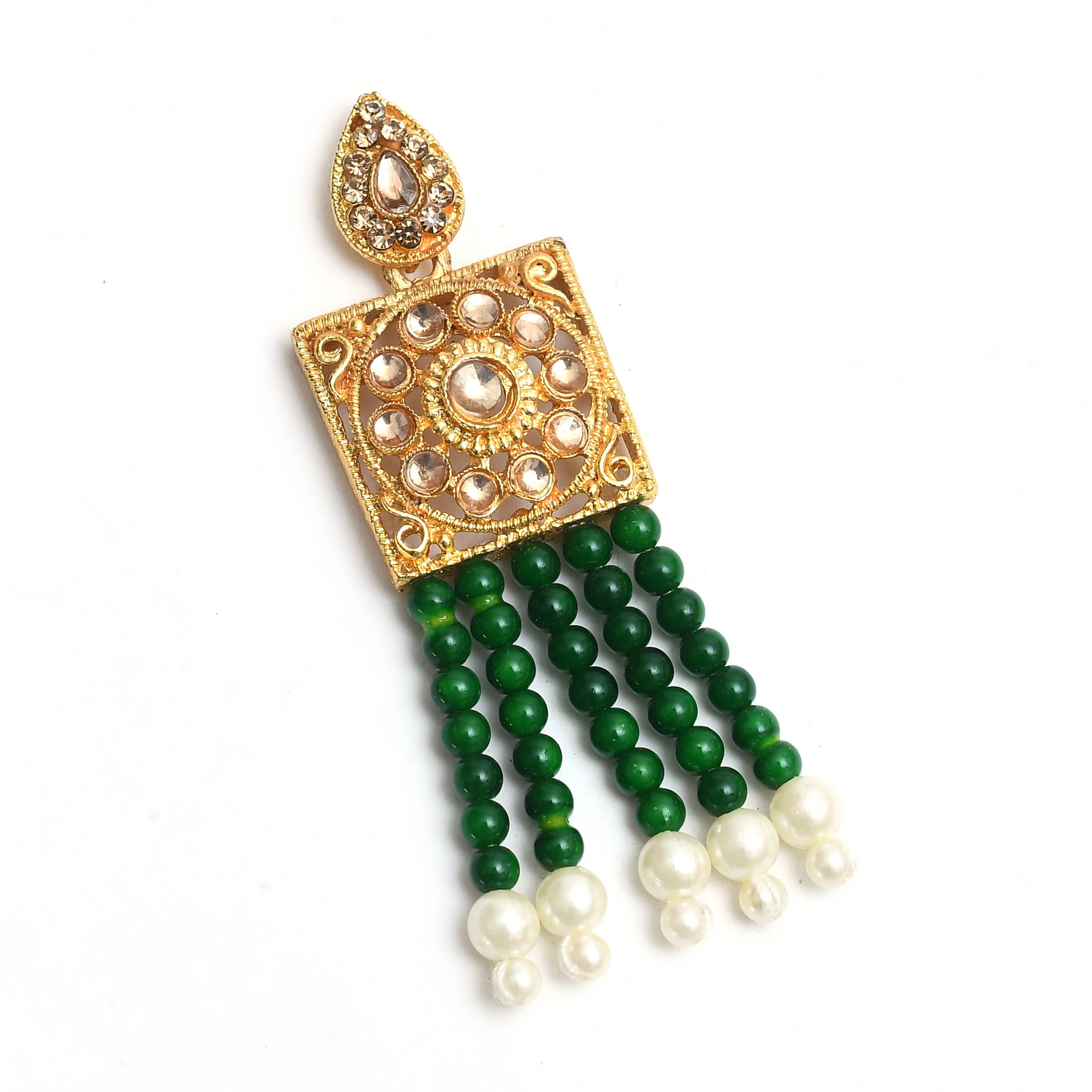 Johar Kamal Traditional Green Color Kundan & Pearls Necklac