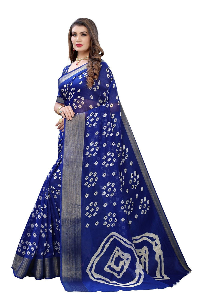 Women's Linen Jari Border Saree With Blouse Piece