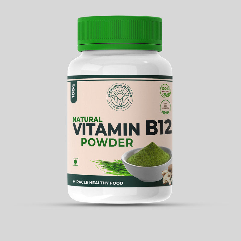 Vitamin B12 Green Food Powder 100G For Men & Women,100% Natural Plant Based B12 Powder, Vitamin B12 Supplement, Helps In Leg Pain, Numbness, Constipation, Memory Loss And Weakness, Pack Of 1 - Jayshankar Ayurved