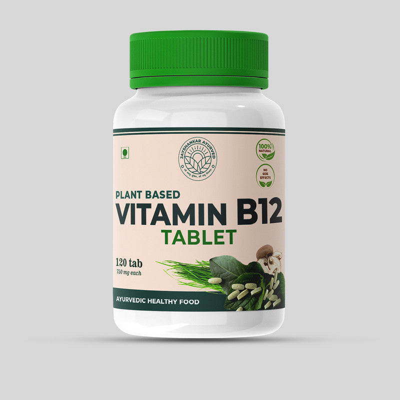 Vitamin B12 Tablet 120 Nos For Men & Women,100% Natural Plant Based B12 Powder, Vitamin B12 Supplement, Helps In Leg Pain, Numbness, Constipation, Memory Loss And Weakness, Pack Of 1 - Jayshankar Ayurved