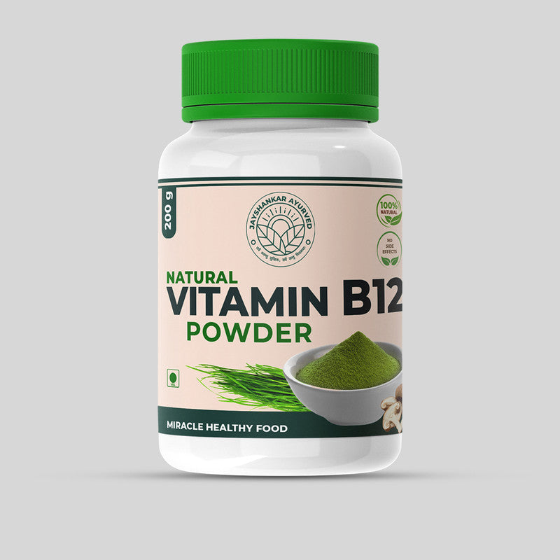 Vitamin B12 Green Food Powder 200G For Men & Women,100% Natural Plant Based B12 Powder, Vitamin B12 Supplement, Helps In Leg Pain, Numbness, Constipation, Memory Loss And Weakness, Pack Of 1 - Jayshankar Ayurved