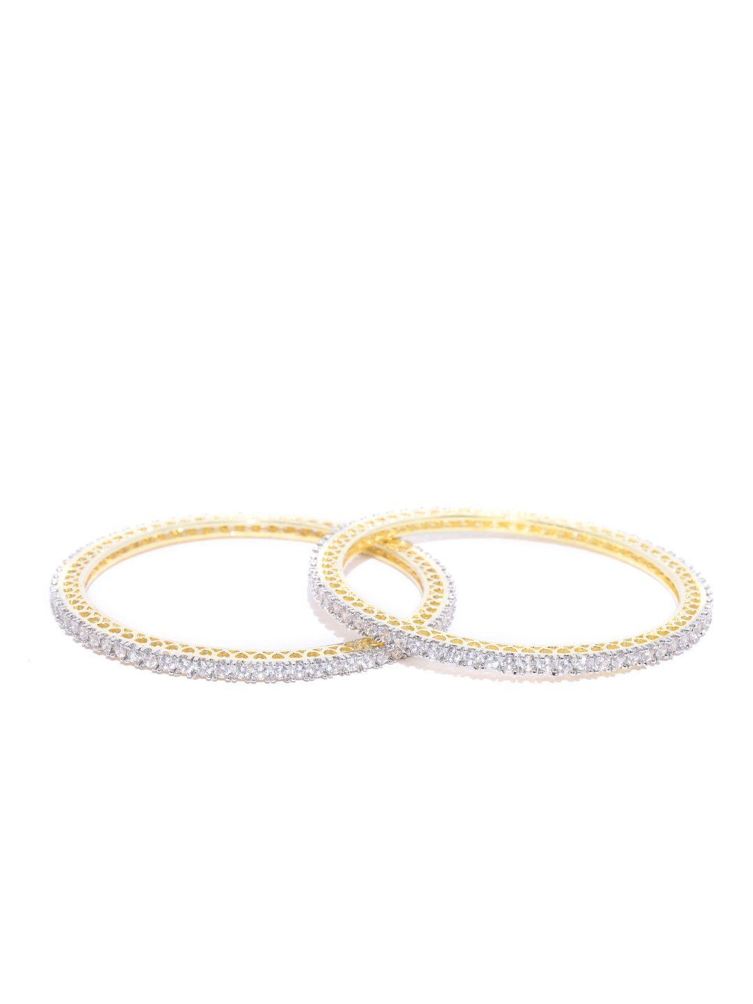 Women's Set Of 2 Gold-Plated American Diamond Studded Bangles
