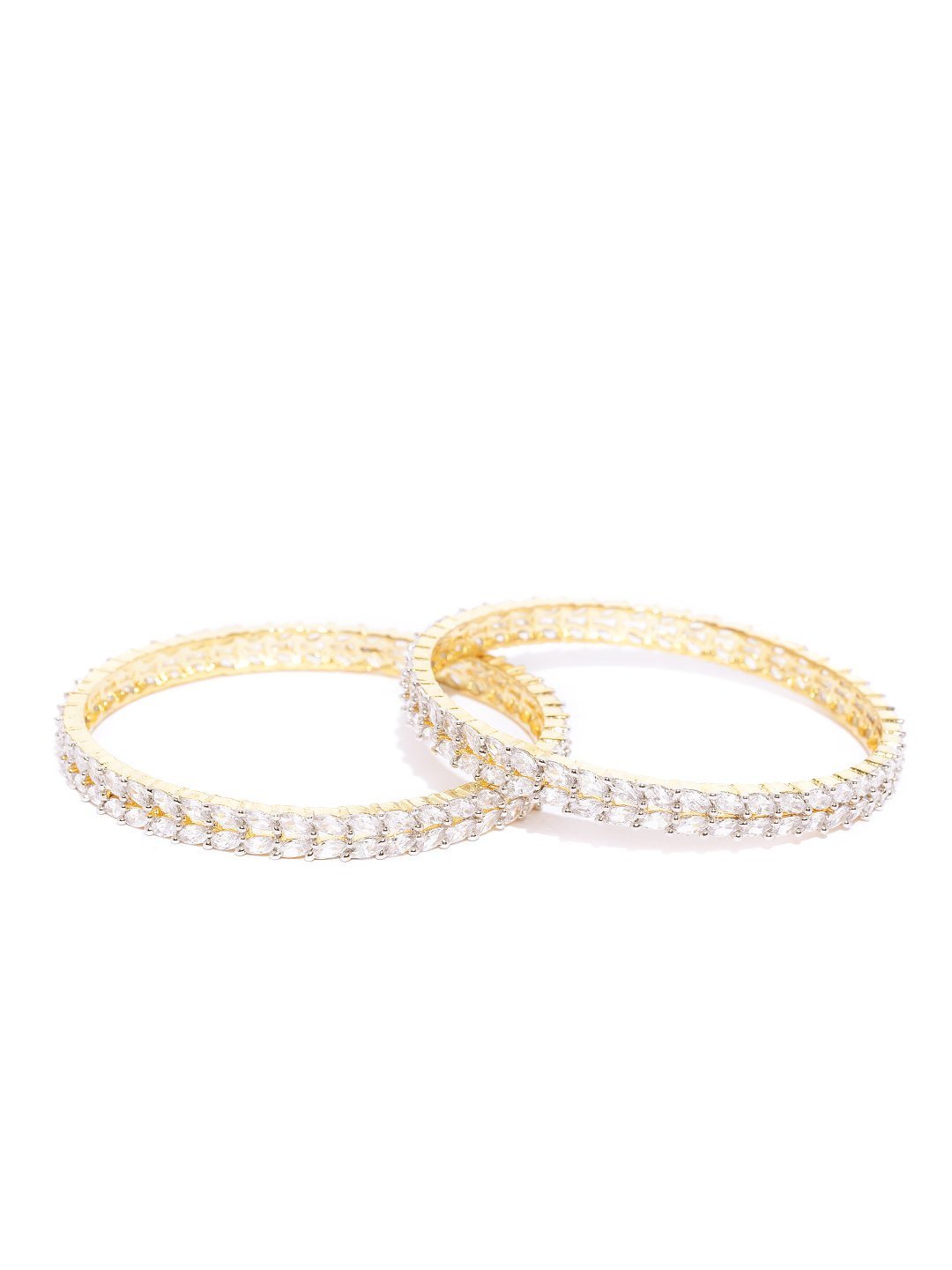 Women's Set Of 2 Gold-Plated American Diamond Studded Bangles
