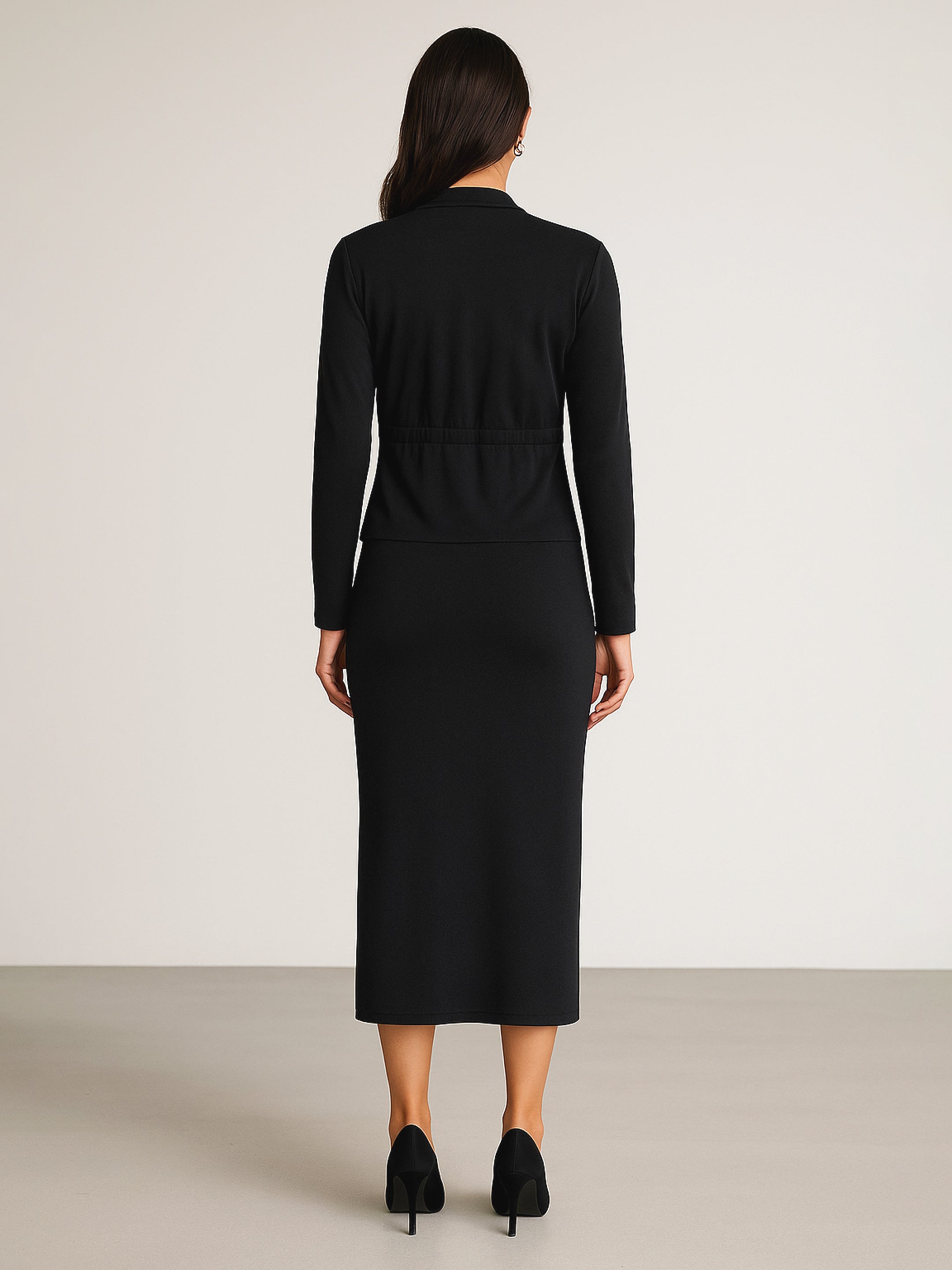 Women's Black Strappy Bodycon Dress With Shrug