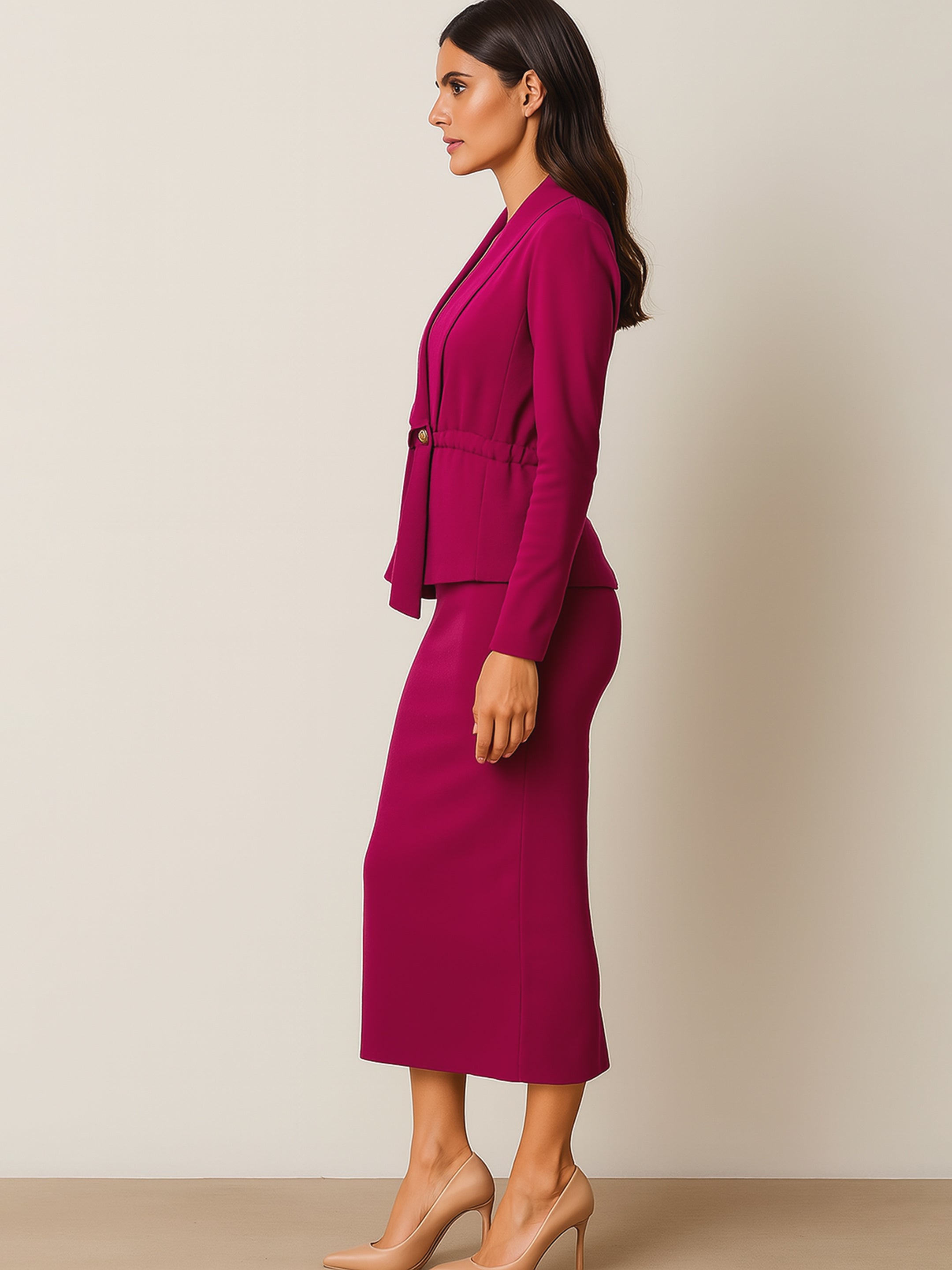Women's Fuchsia Strappy Bodycon Dress With Shrug