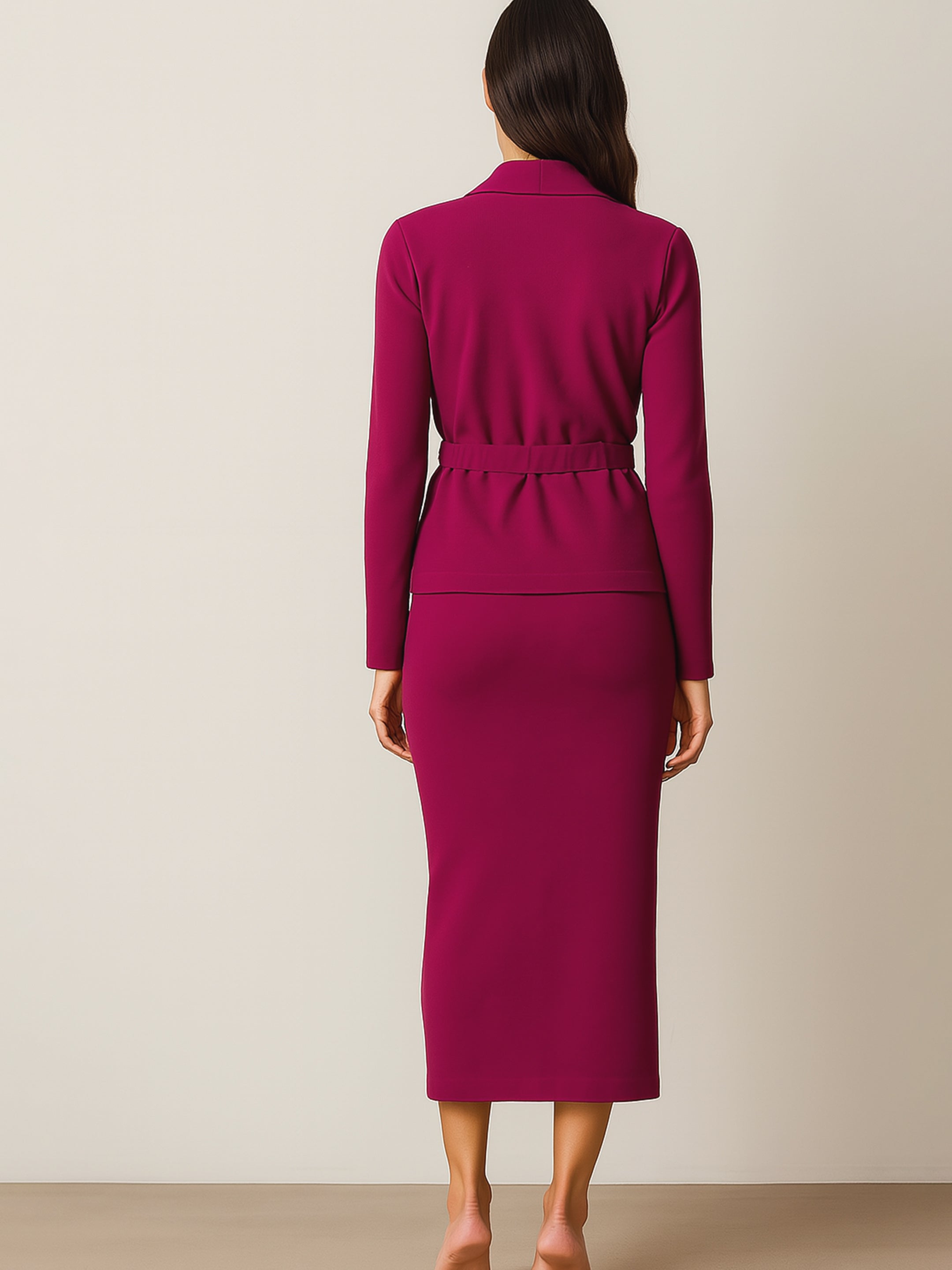Women's Fuchsia Strappy Bodycon Dress With Shrug