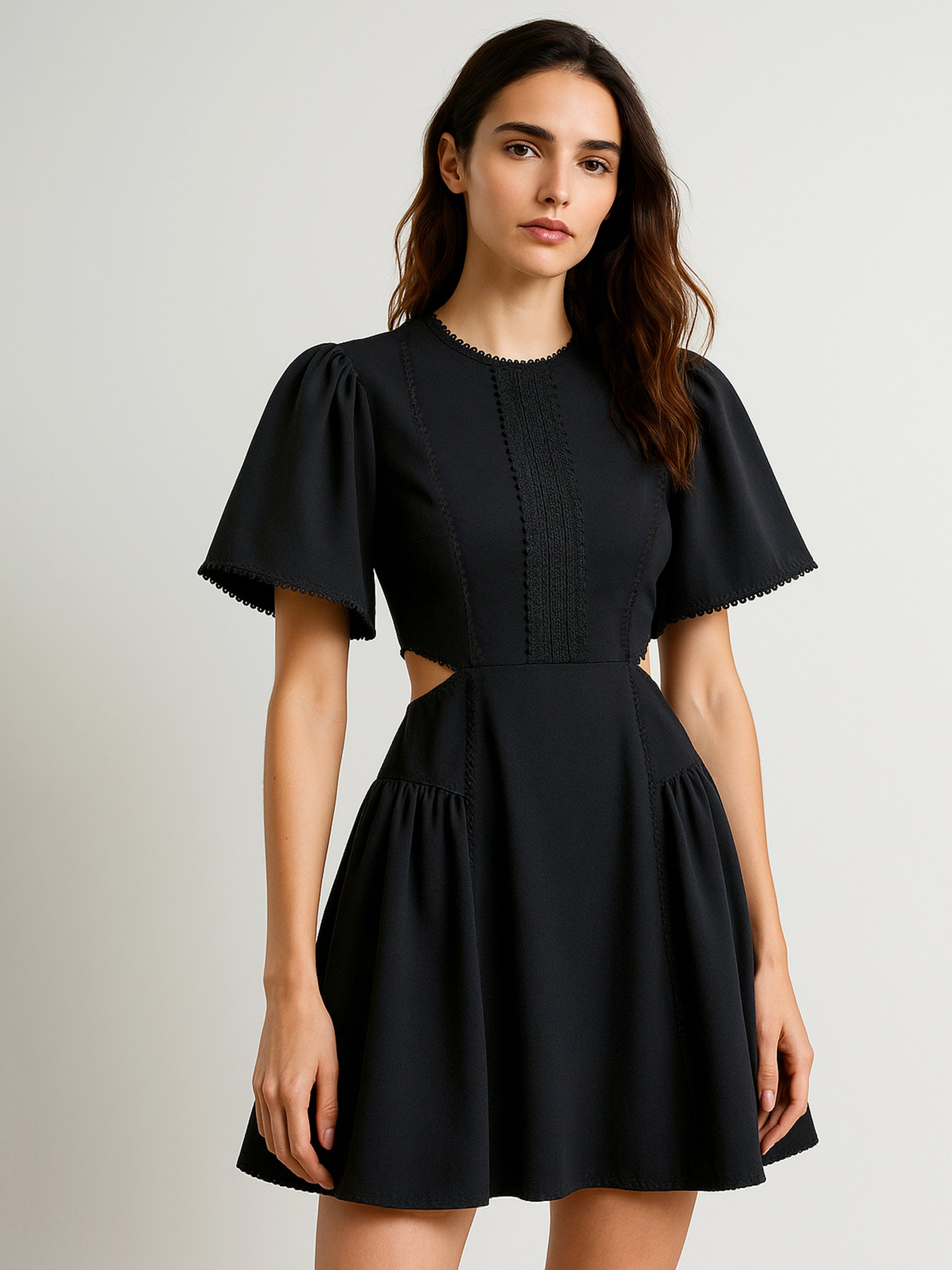 Women's Black Side Cut Out Short Dress
