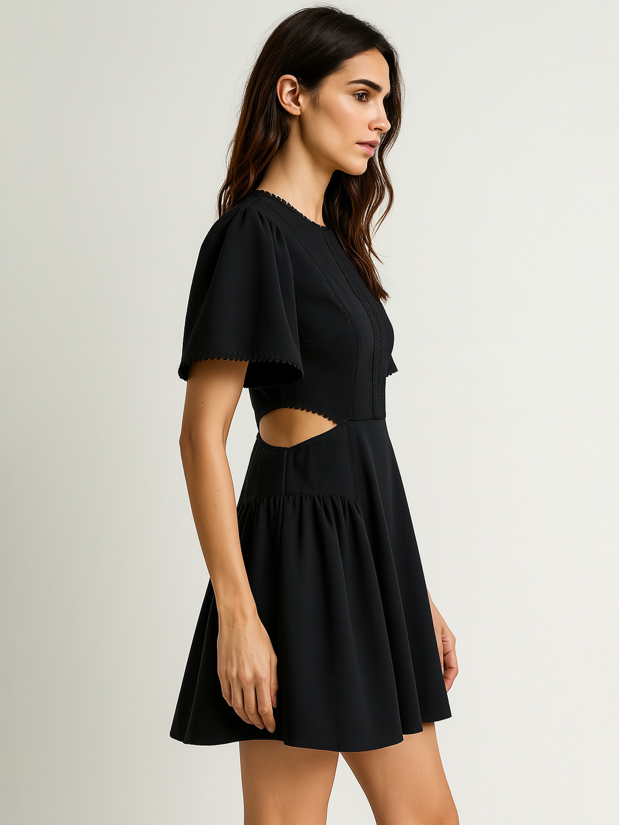Women's Black Side Cut Out Short Dress