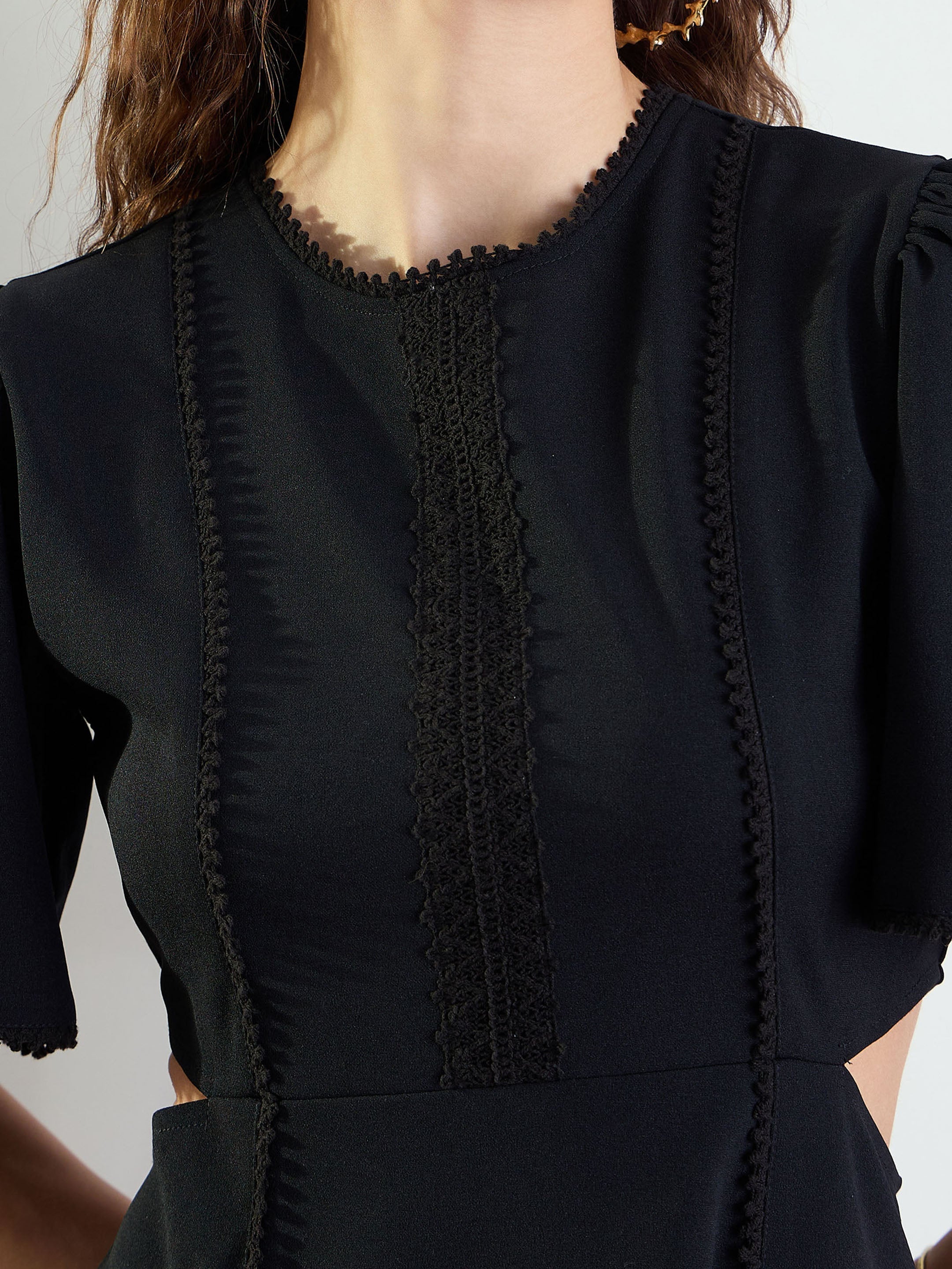 Women's Black Side Cut Out Short Dress