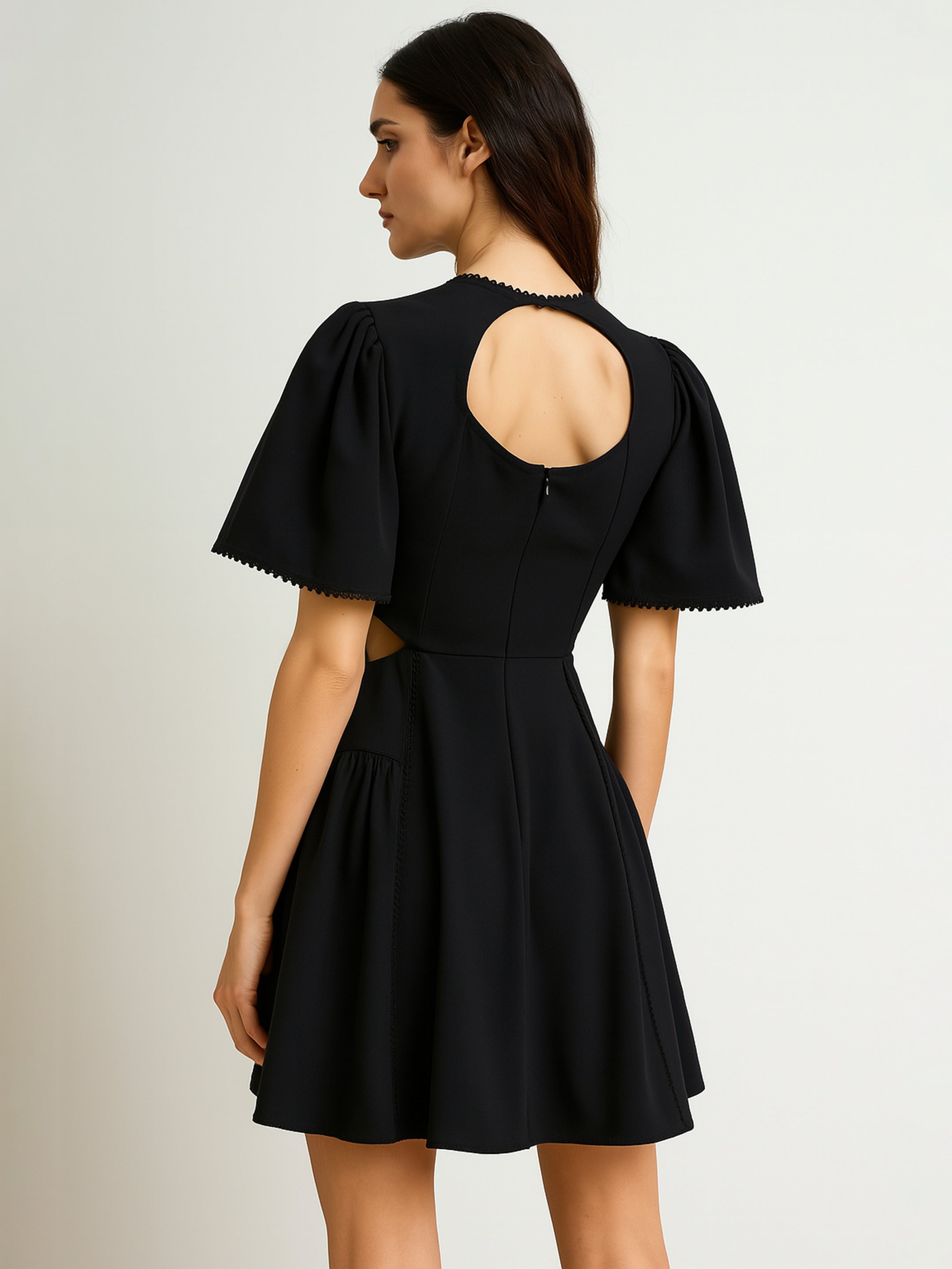 Women's Black Side Cut Out Short Dress