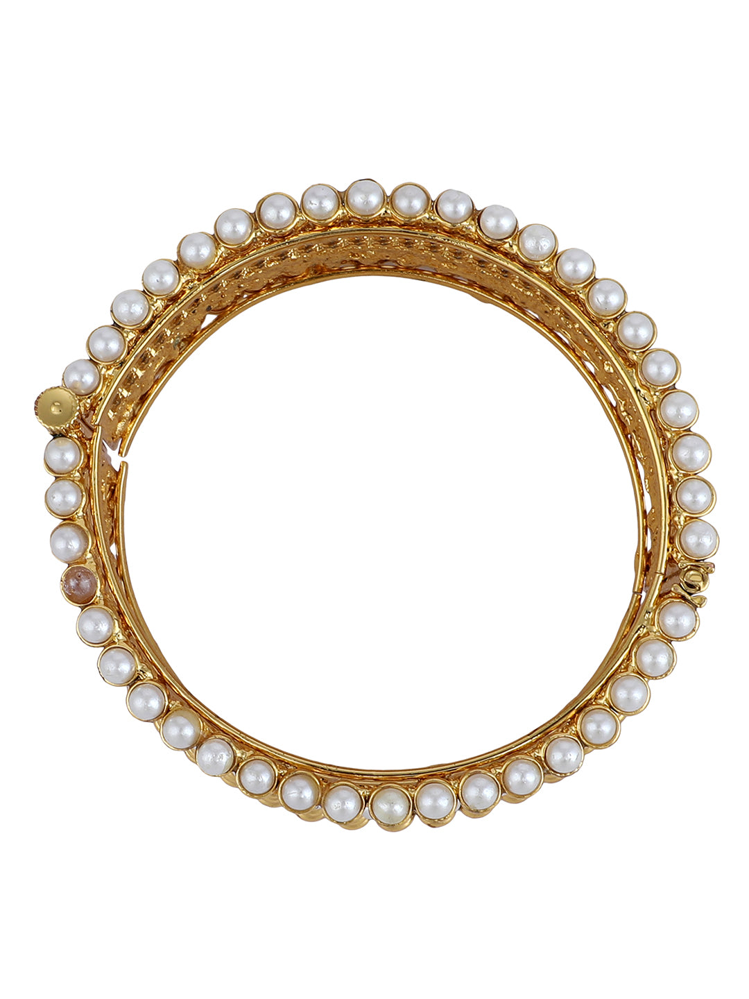 Women's Set Of 2 Gold-Plated Handcrafted Pearl Studded Bangles - Anikas Creation