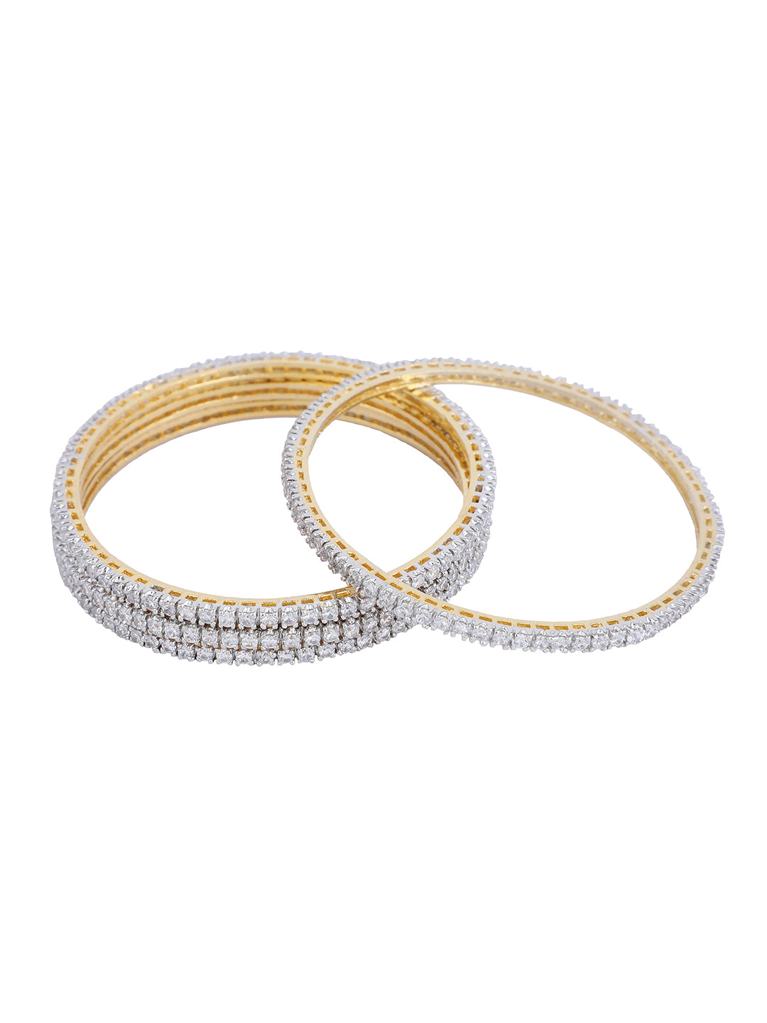 Women's  Set Of 4 Gold-Plated AD/CZ Studded Bangles - Anikas Creation