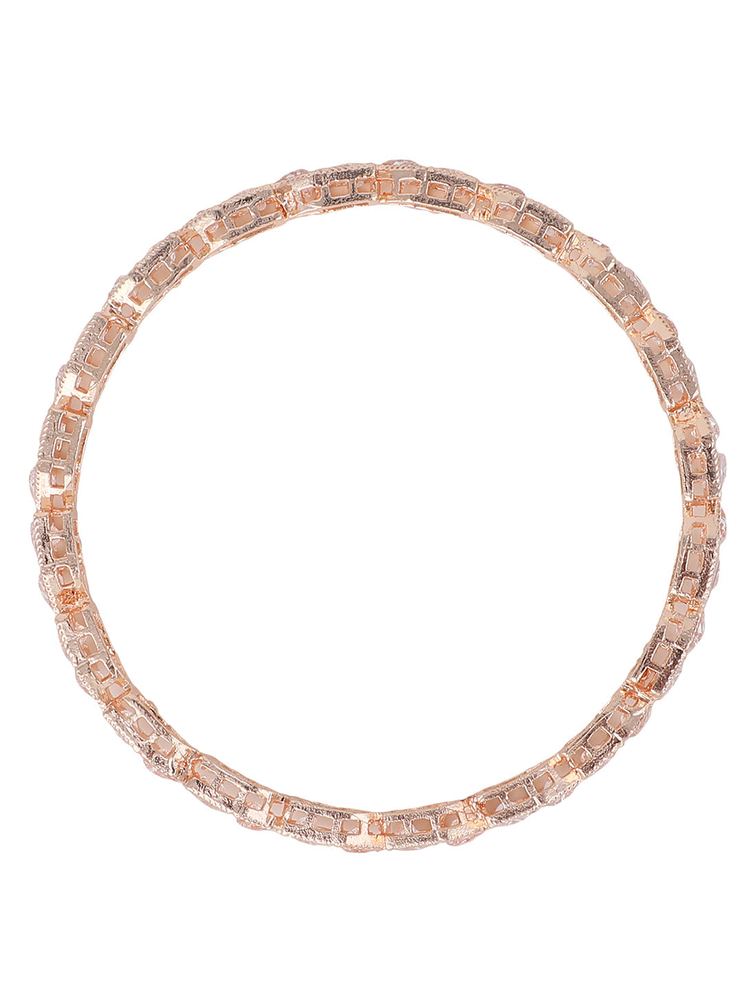 Women's Set Of 2 Rose Gold-Plated & White Ad-Studded Baguette Cut Bangles