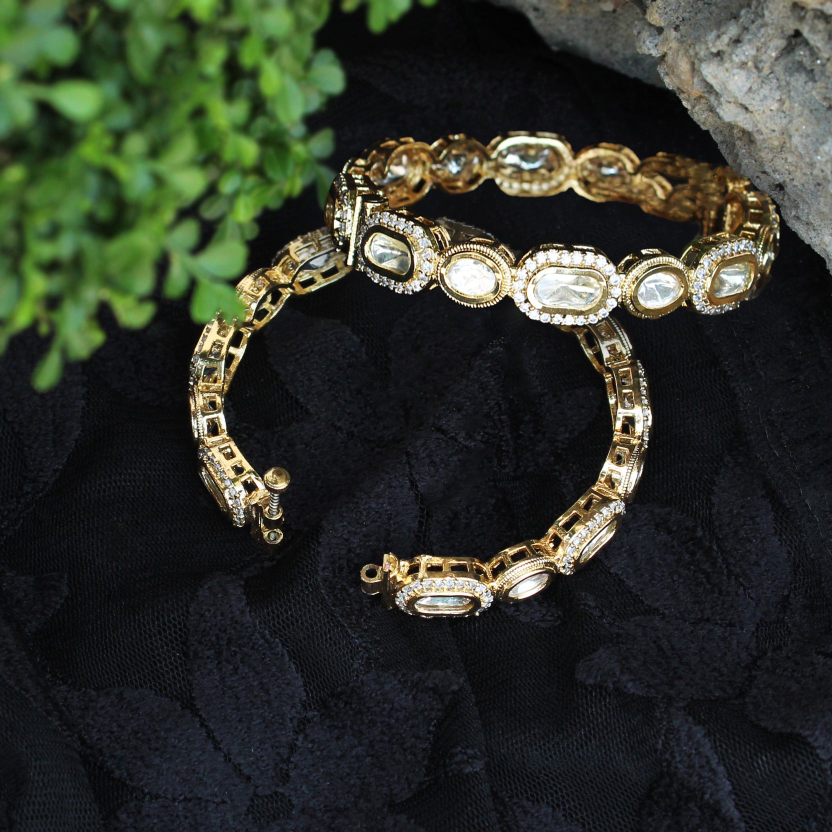 Women's Golden Brass Openable Bangles - Abhika Creations