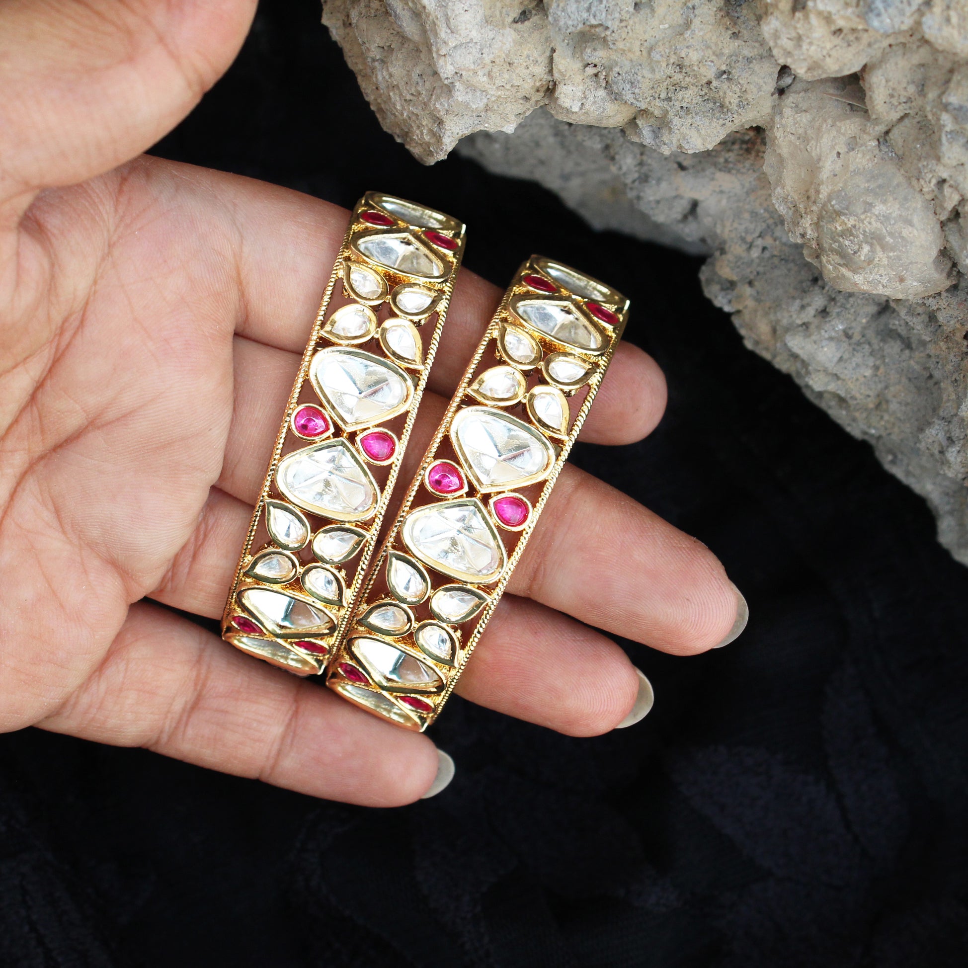 Women's Golden Brass Openable Bangles - Abhika Creations