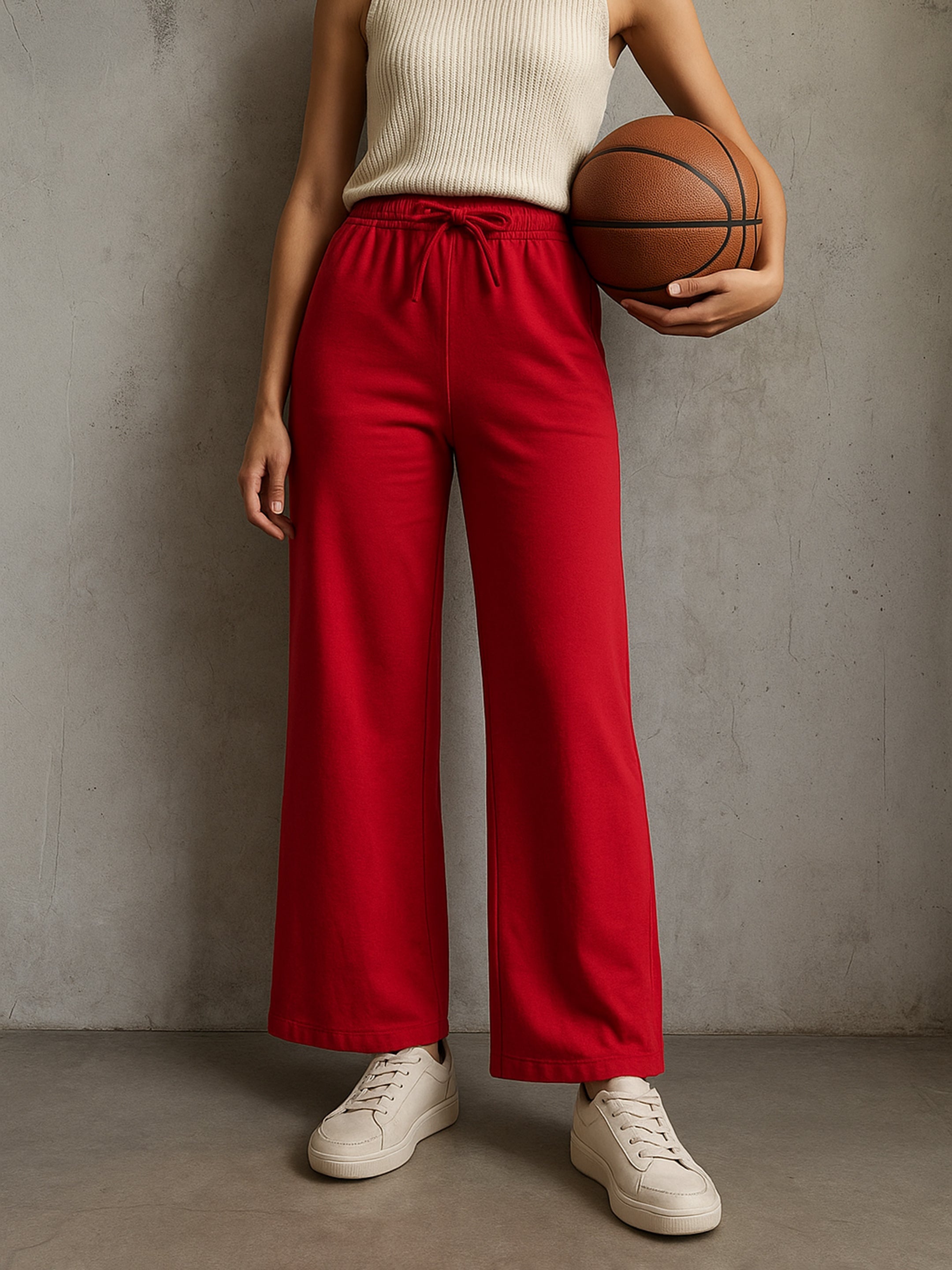 Women's Red Terry Track Pants