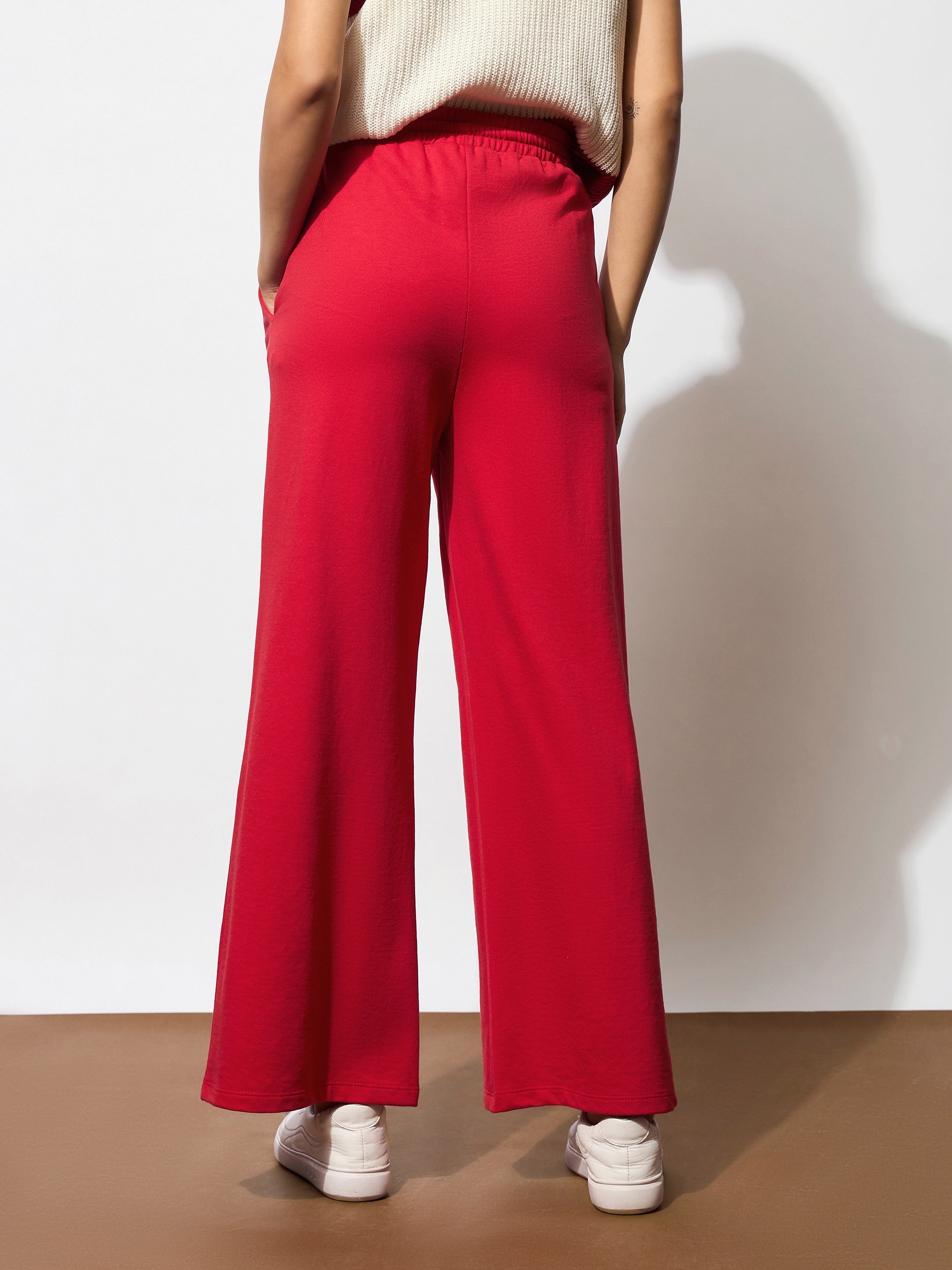 Women's Red Terry Track Pants