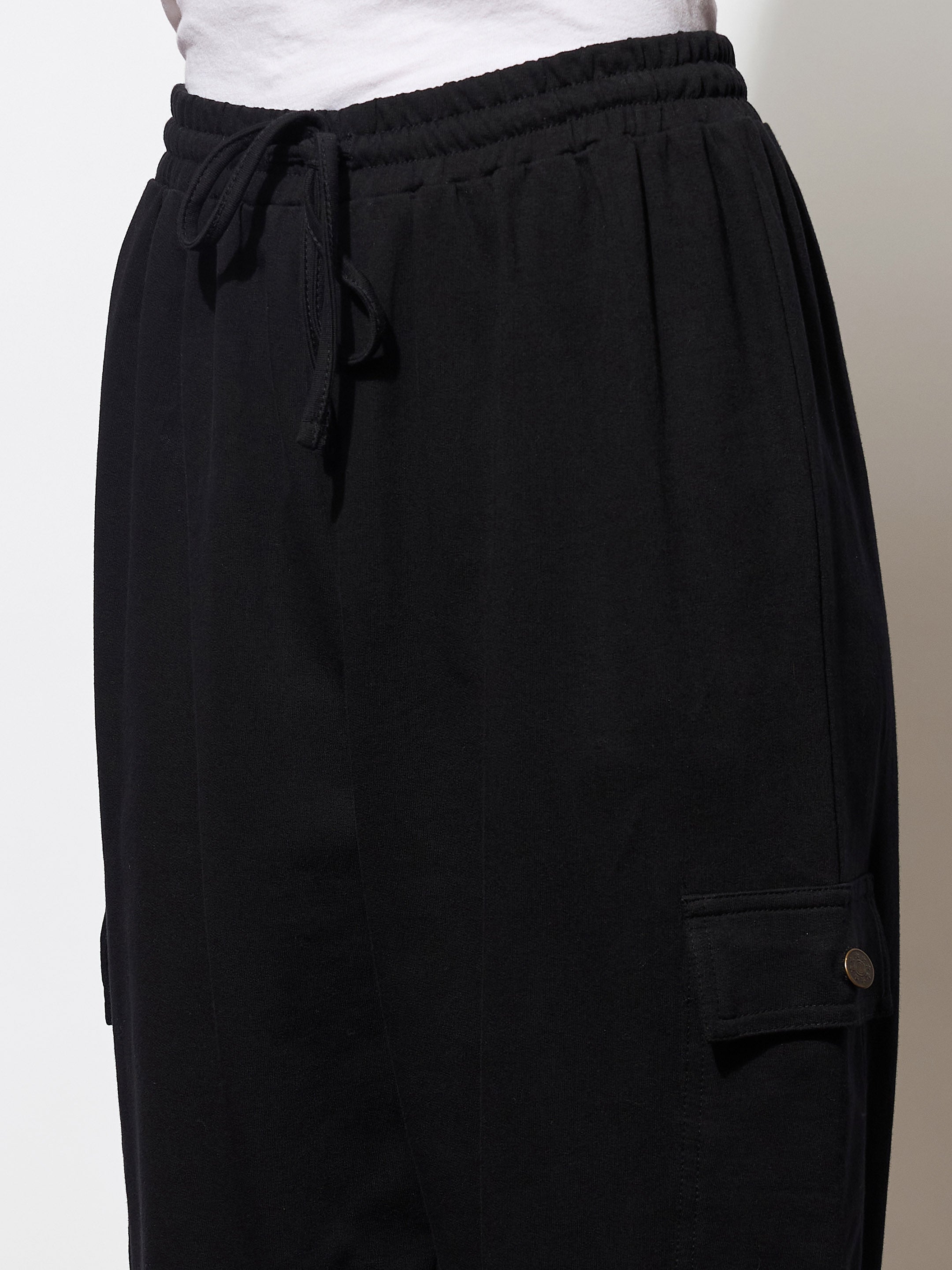 Women's Black Side Pocket Cargo Joggers