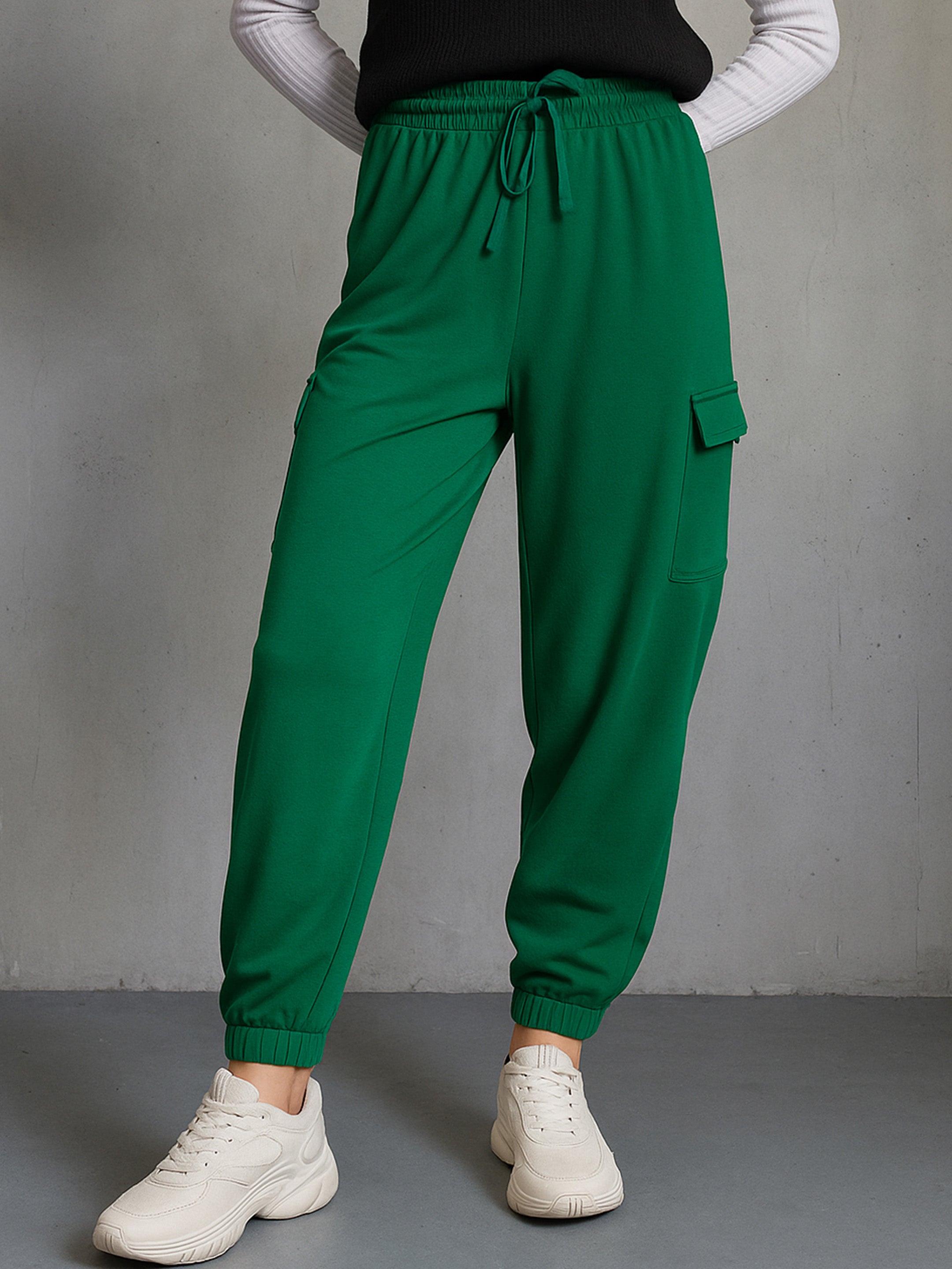 Women's Green Side Pocket Cargo Joggers