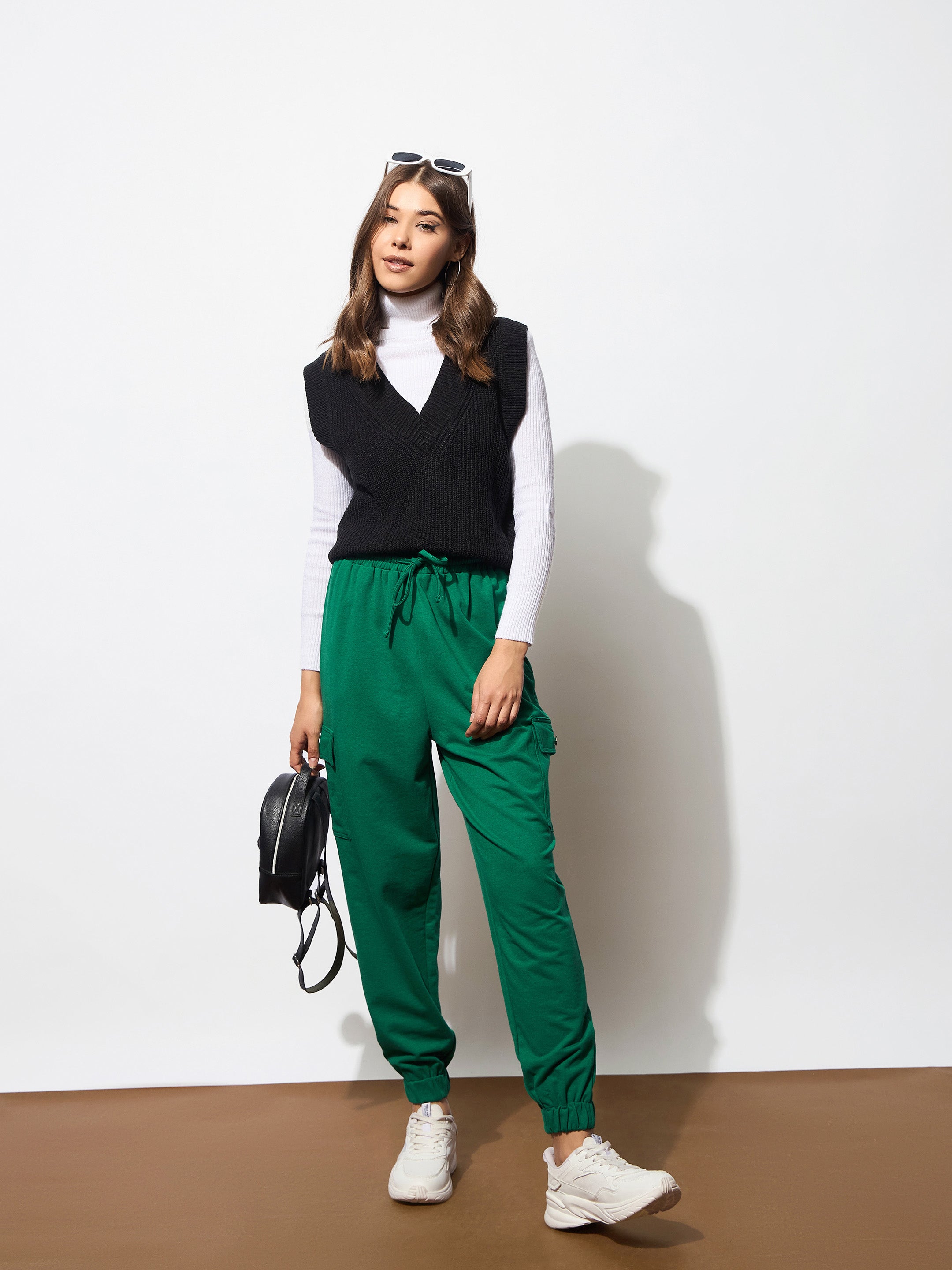 Women's Green Side Pocket Cargo Joggers