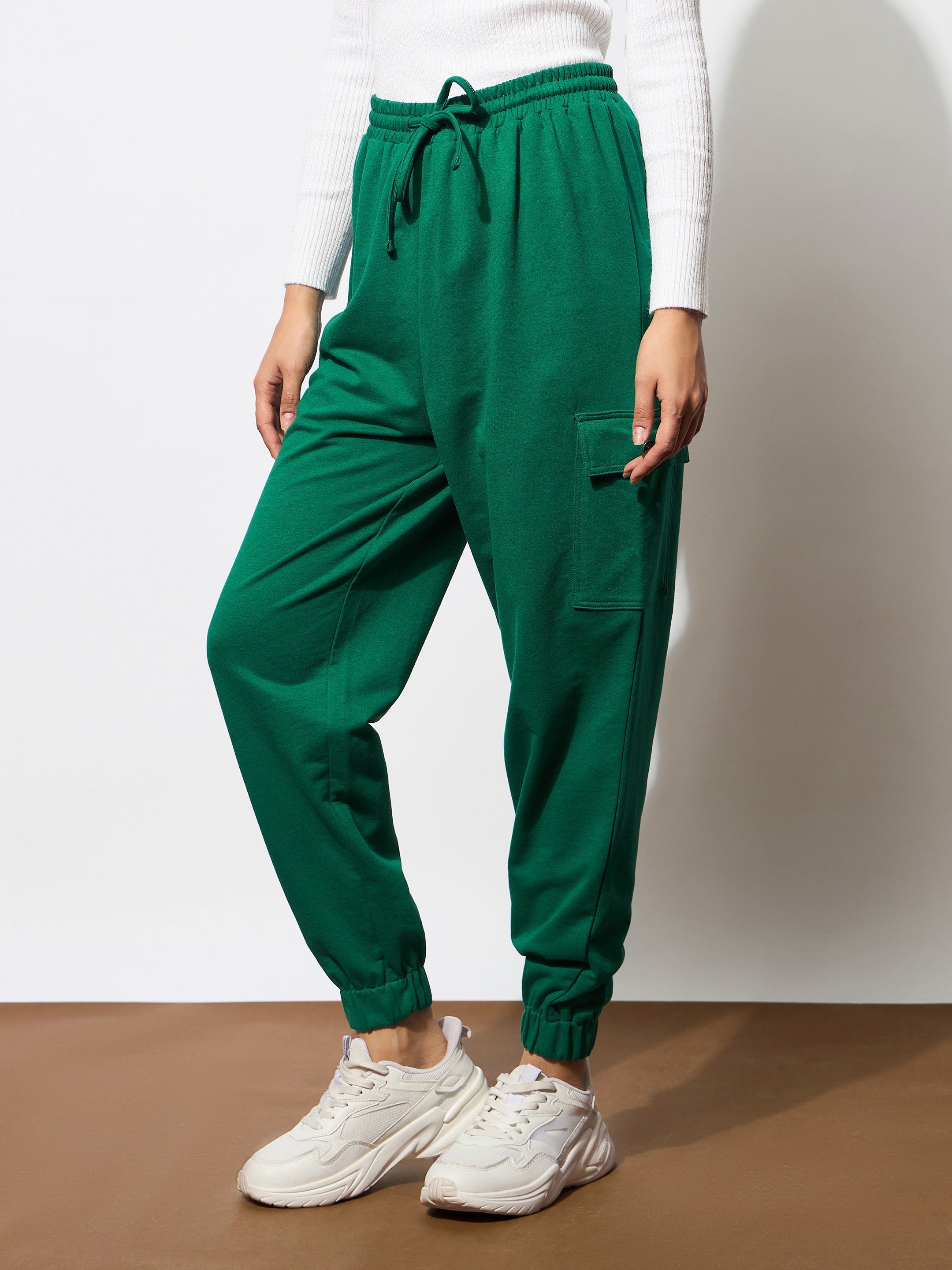Women's Green Side Pocket Cargo Joggers