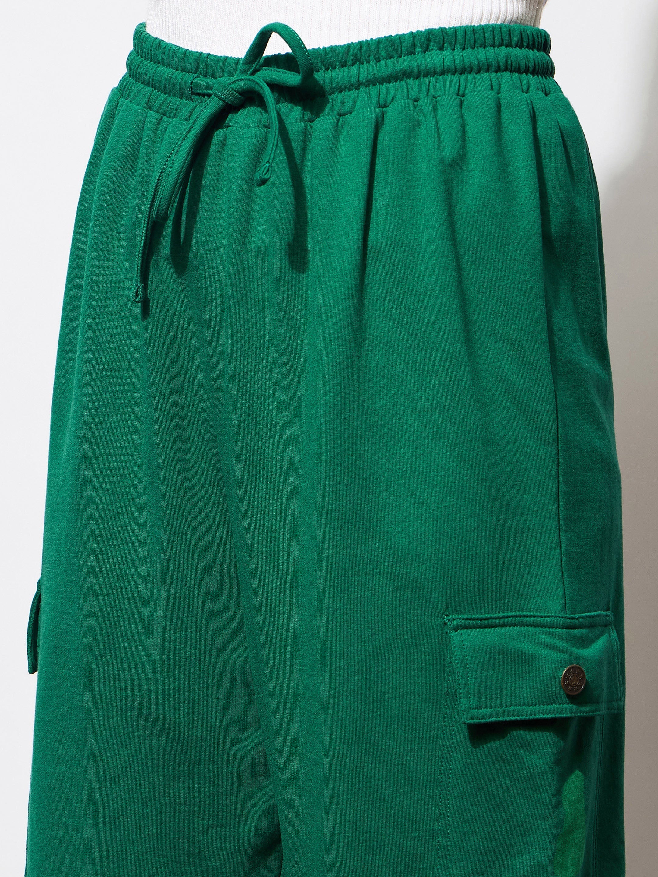 Women's Green Side Pocket Cargo Joggers