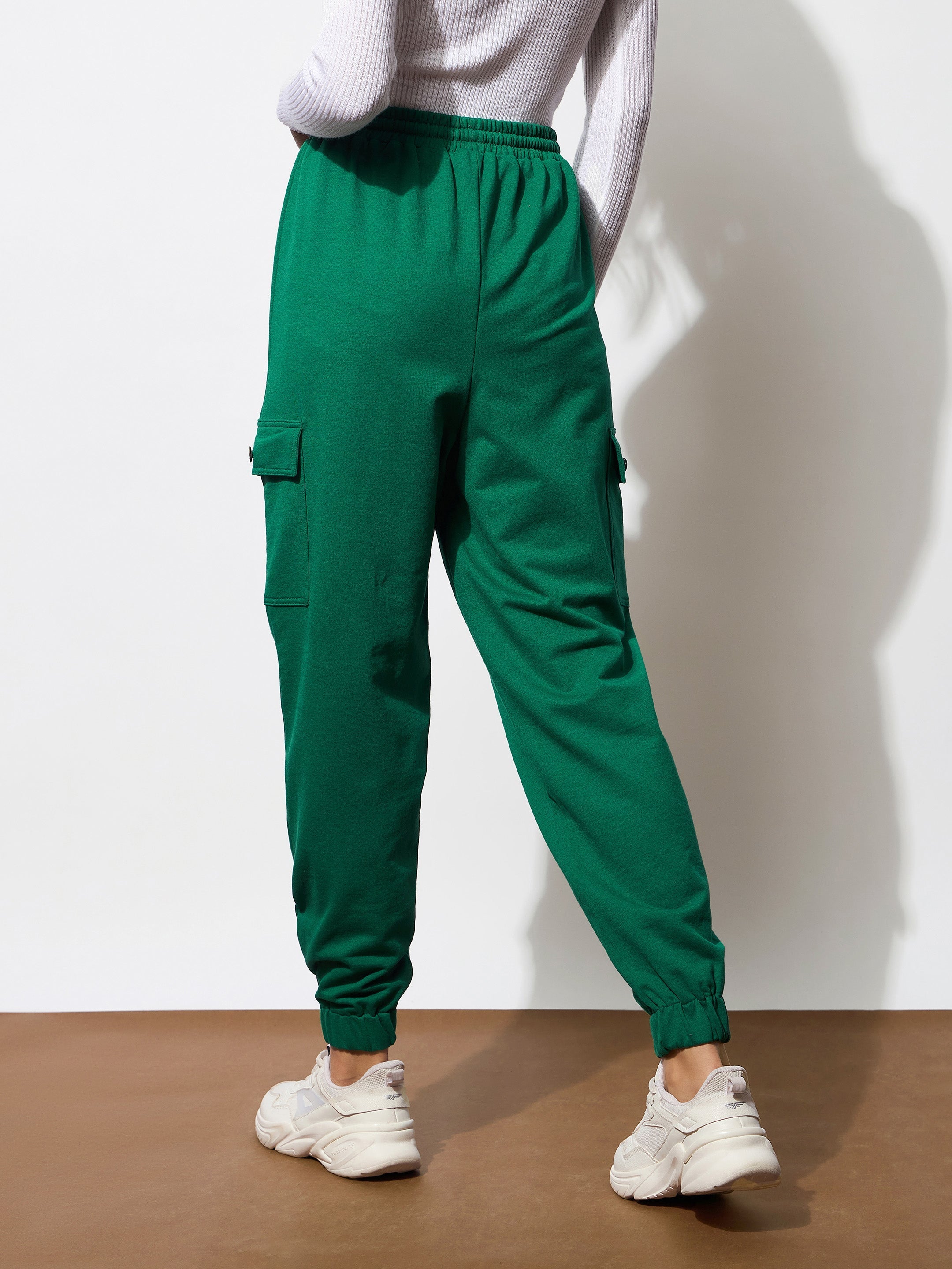 Women's Green Side Pocket Cargo Joggers
