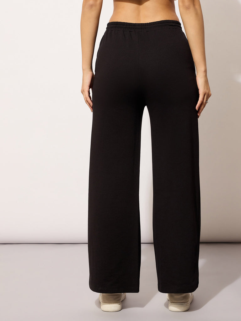 Women's Black Terry NEW YORK Print Track Pants