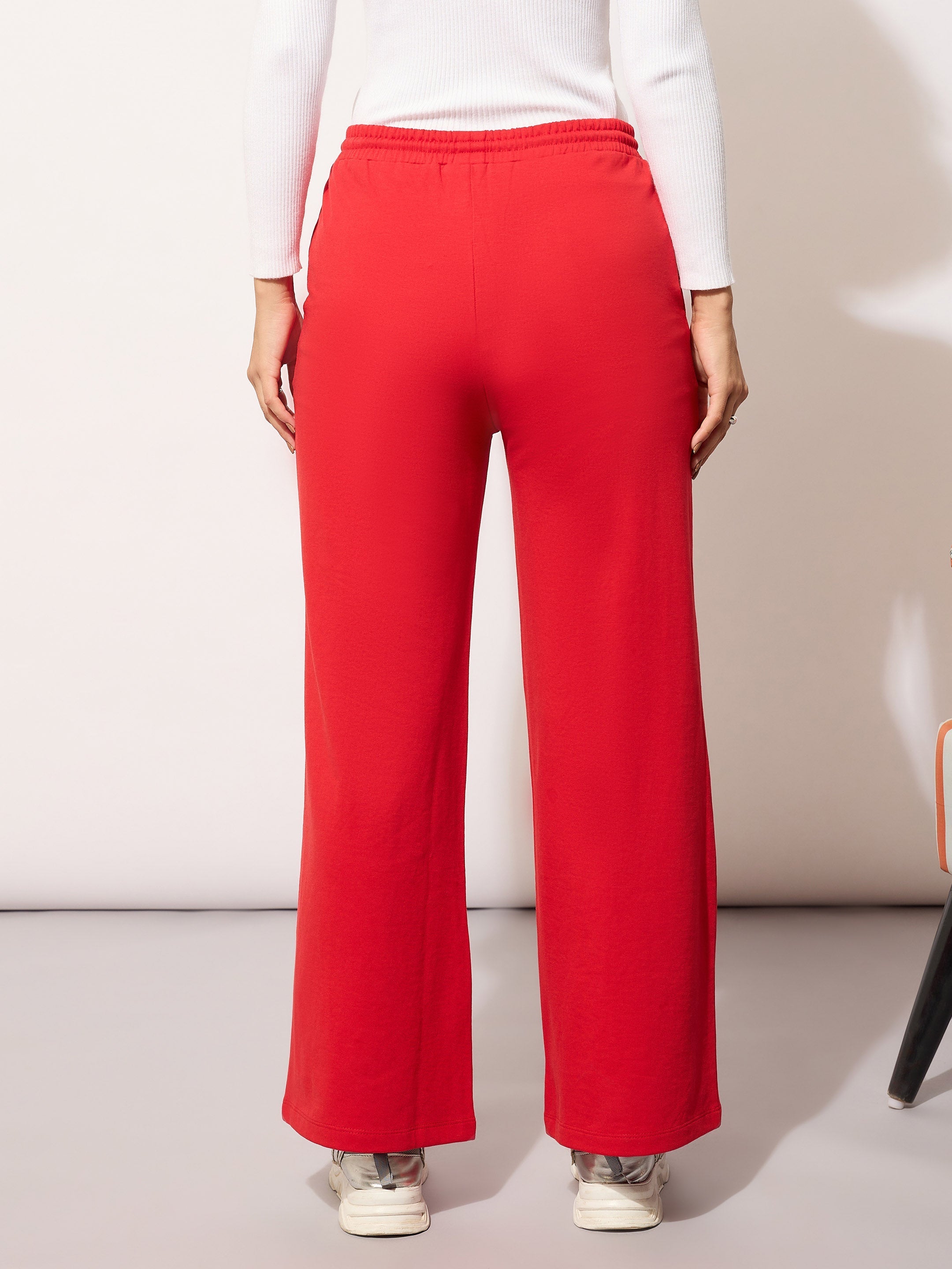 Women's Red Terry LONDON Print Track Pants