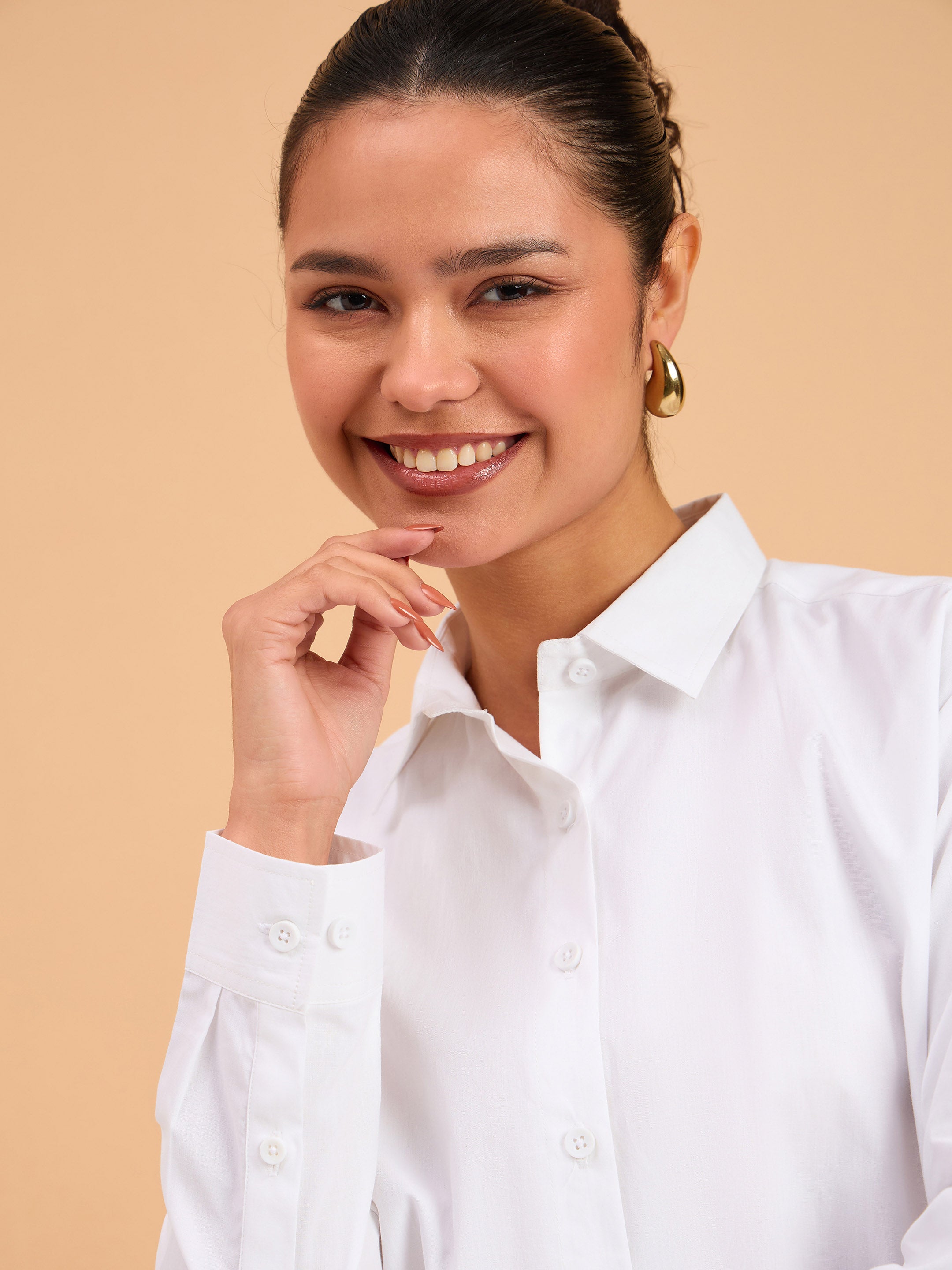 Women's White Poplin Oversized Shirt