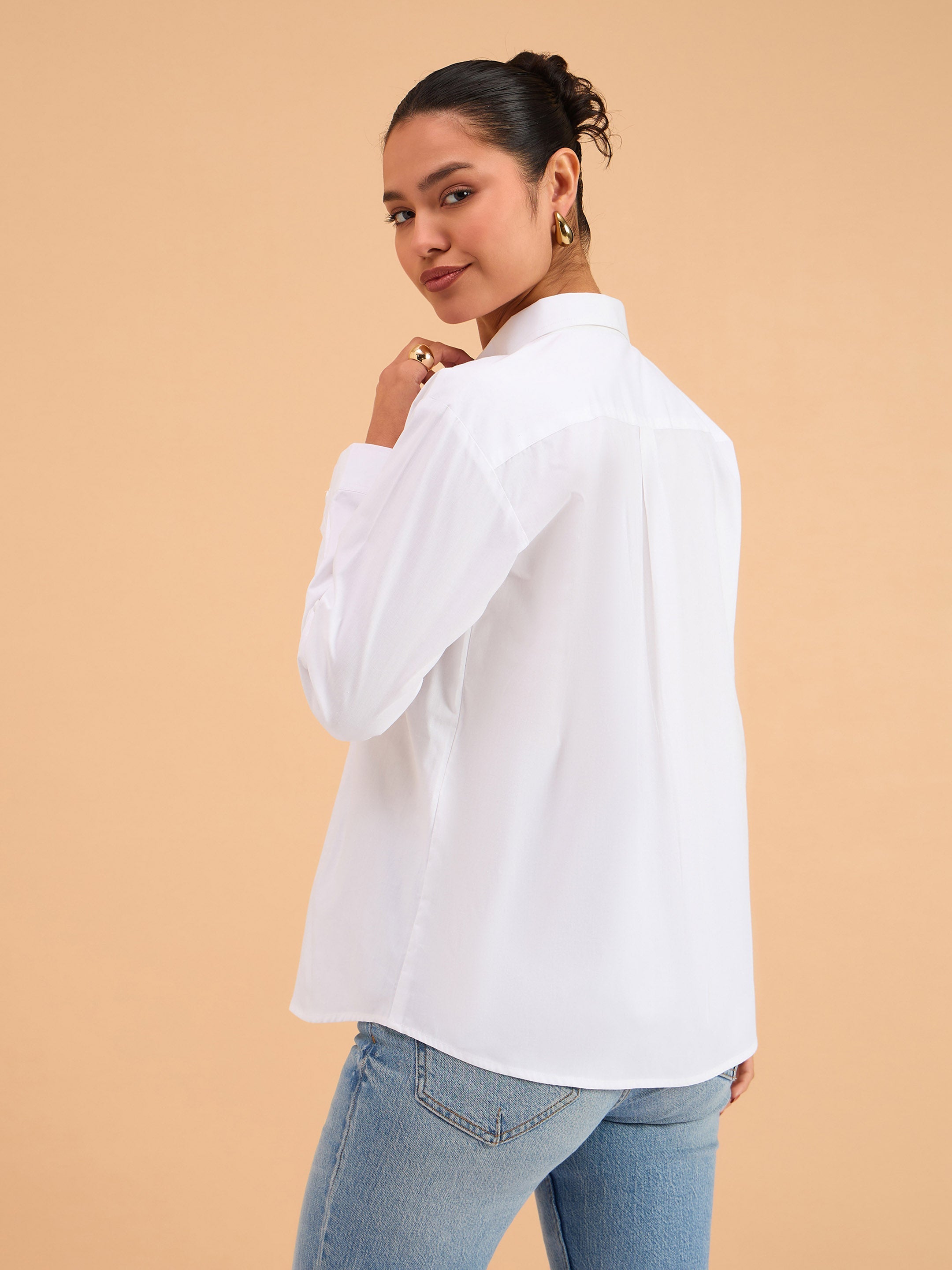 Women's White Poplin Oversized Shirt
