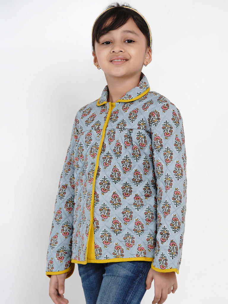 Girls Grey Printed Tailored Jacket