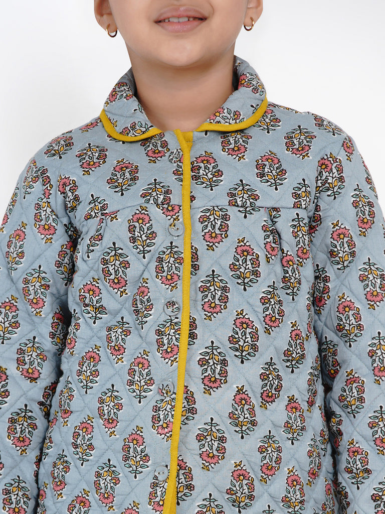 Girls Grey Printed Tailored Jacket