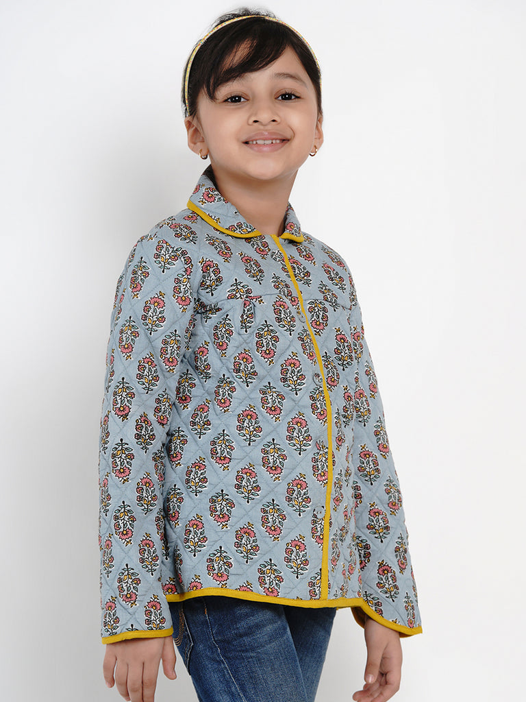 Girls Grey Printed Tailored Jacket