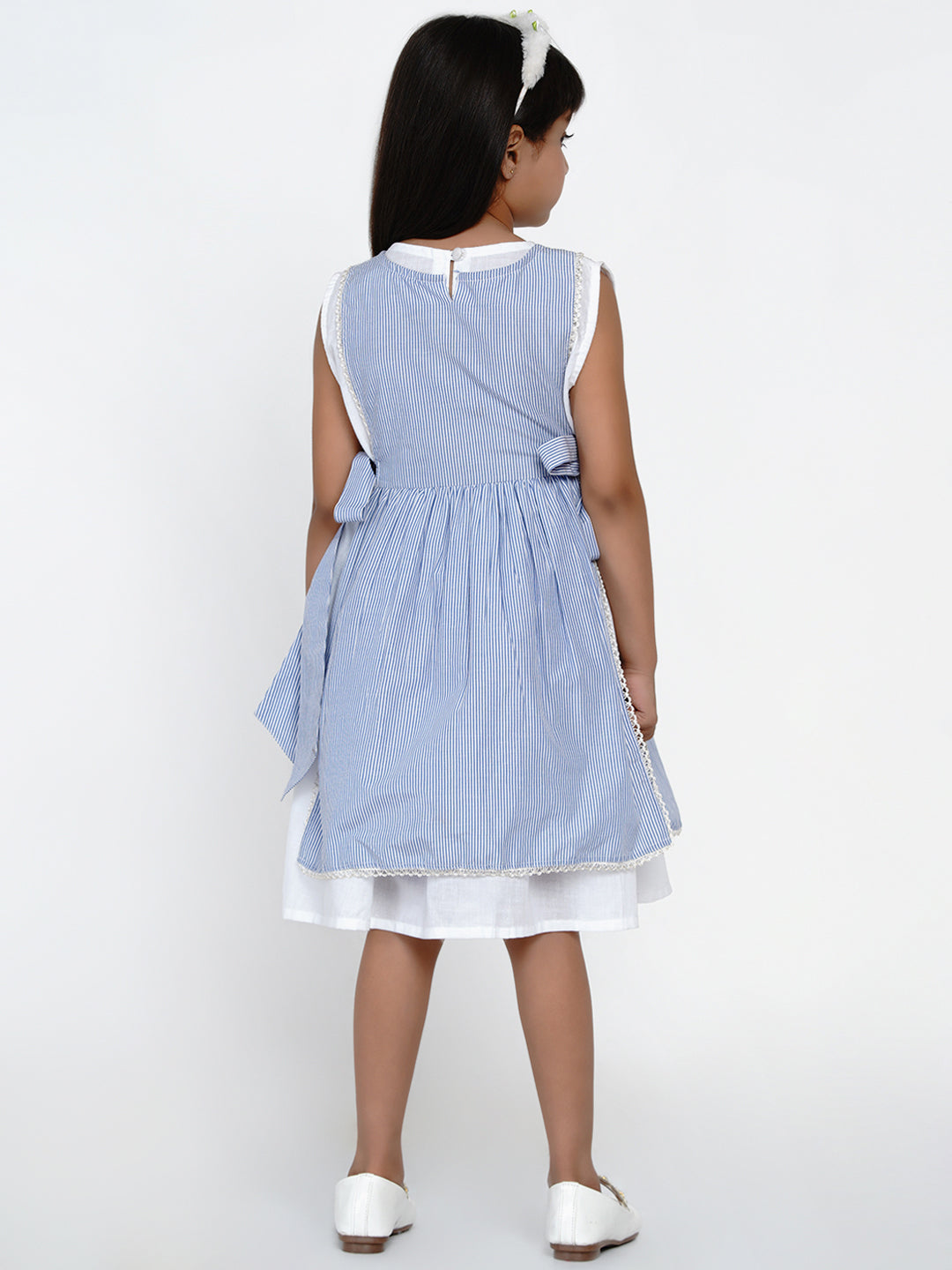 Girl's Blue Stripe Dress - Bitiya By Bhama