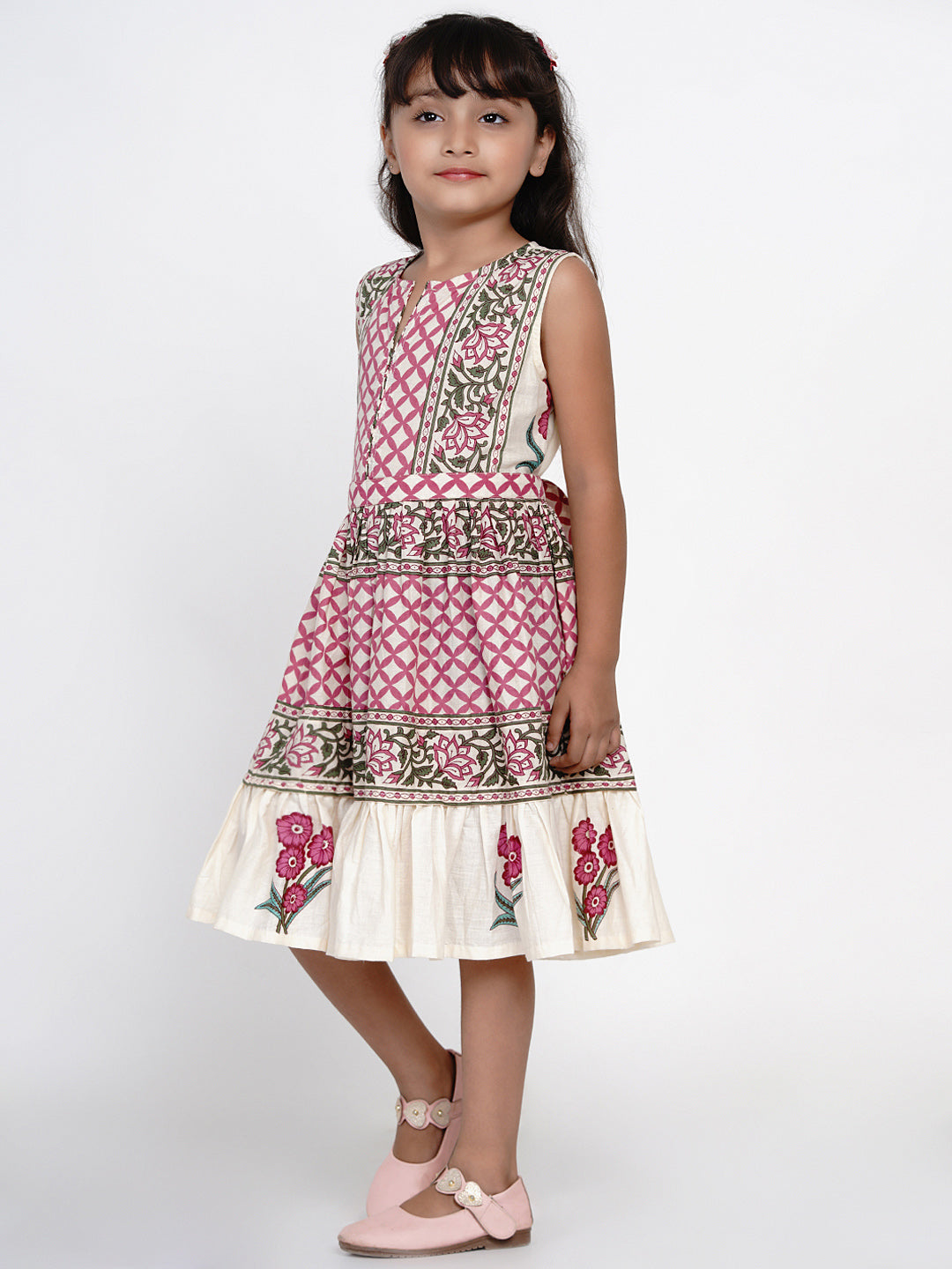 Girl's Multicoloured Printed Fit And Flare Dress - Bitiya By Bhama