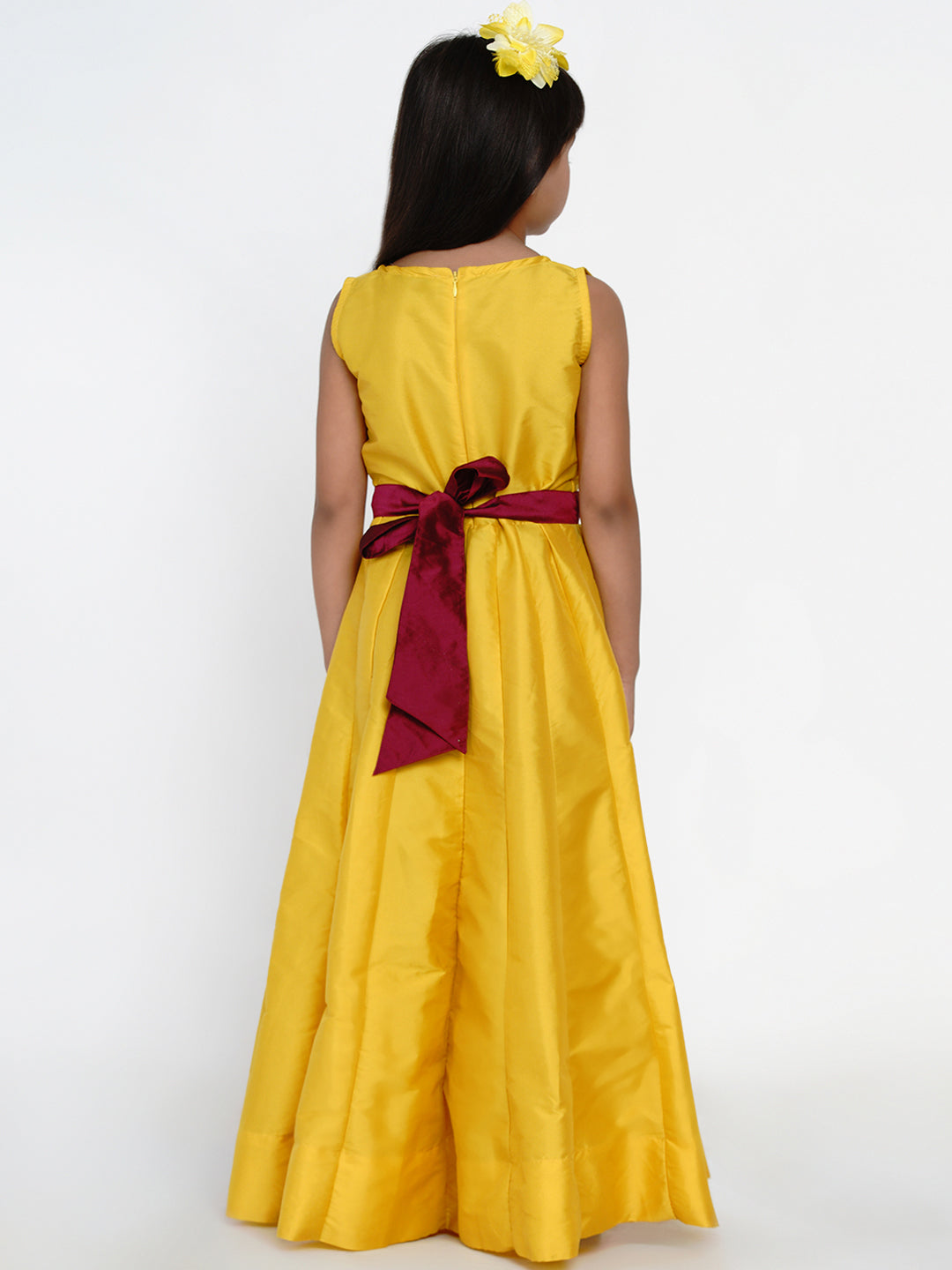 Girl's Yellow Embroidered Dress - Bitiya By Bhama