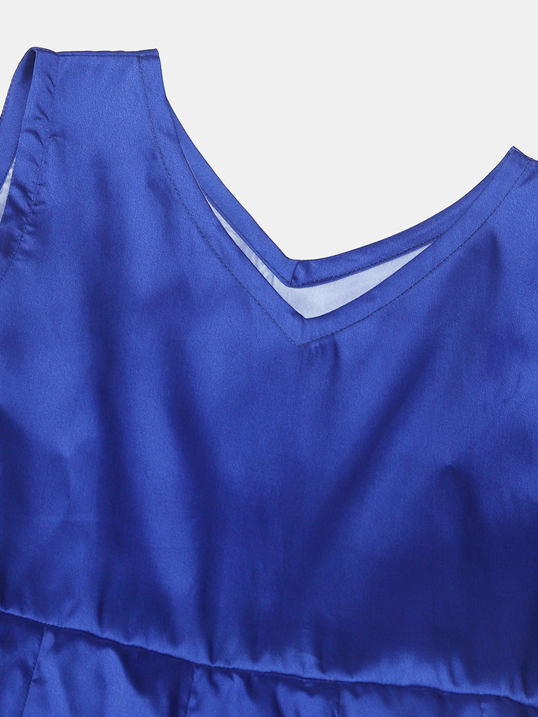 Girl's Blue Digital Print Gown