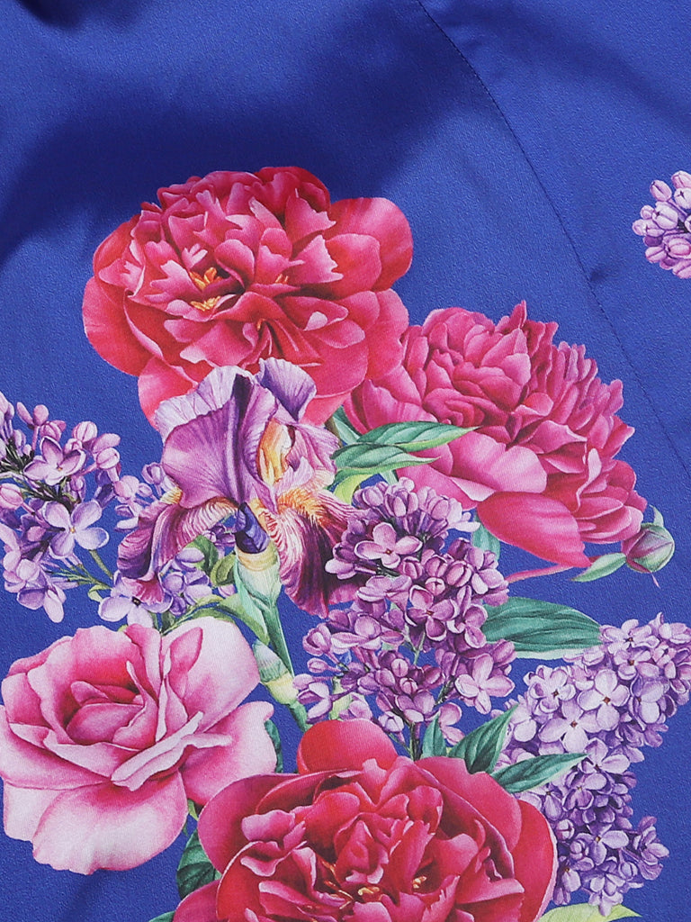 Girl's Blue Digital Print Gown