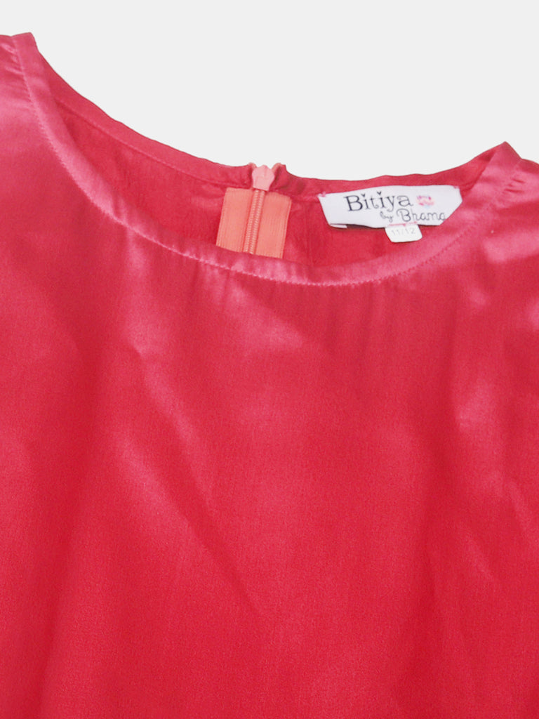 Girl's Coral Pink Digital Print Gown