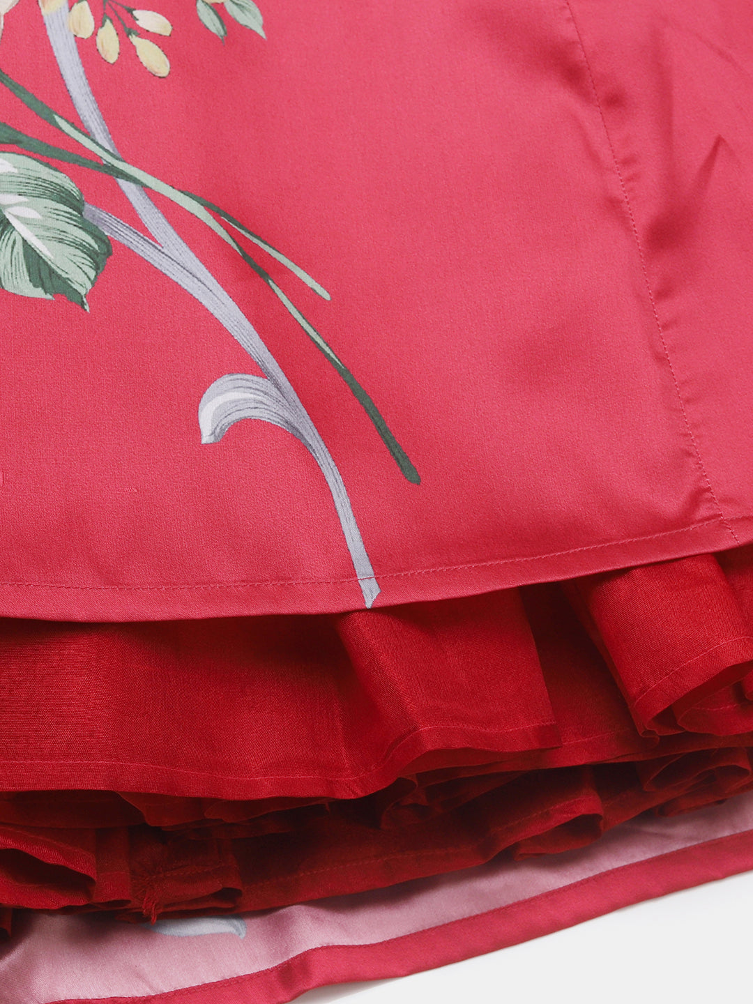 Girl's Coral Pink Digital Print Gown - Bitiya By Bhama