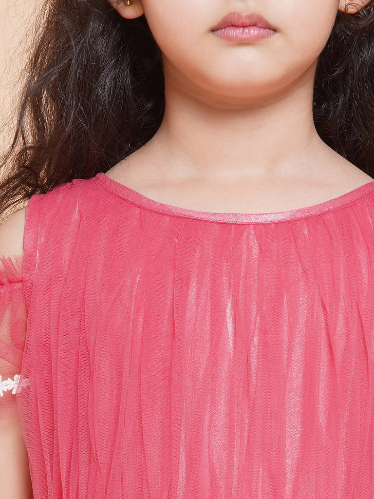 Girl's Cold Shoulder Tiered Fit & Flare Maxi Dress