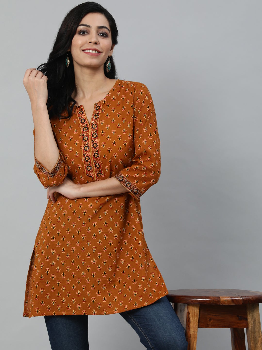 Copy of Women's Mustard & Red Printed Tunic - Nayo Clothing USA