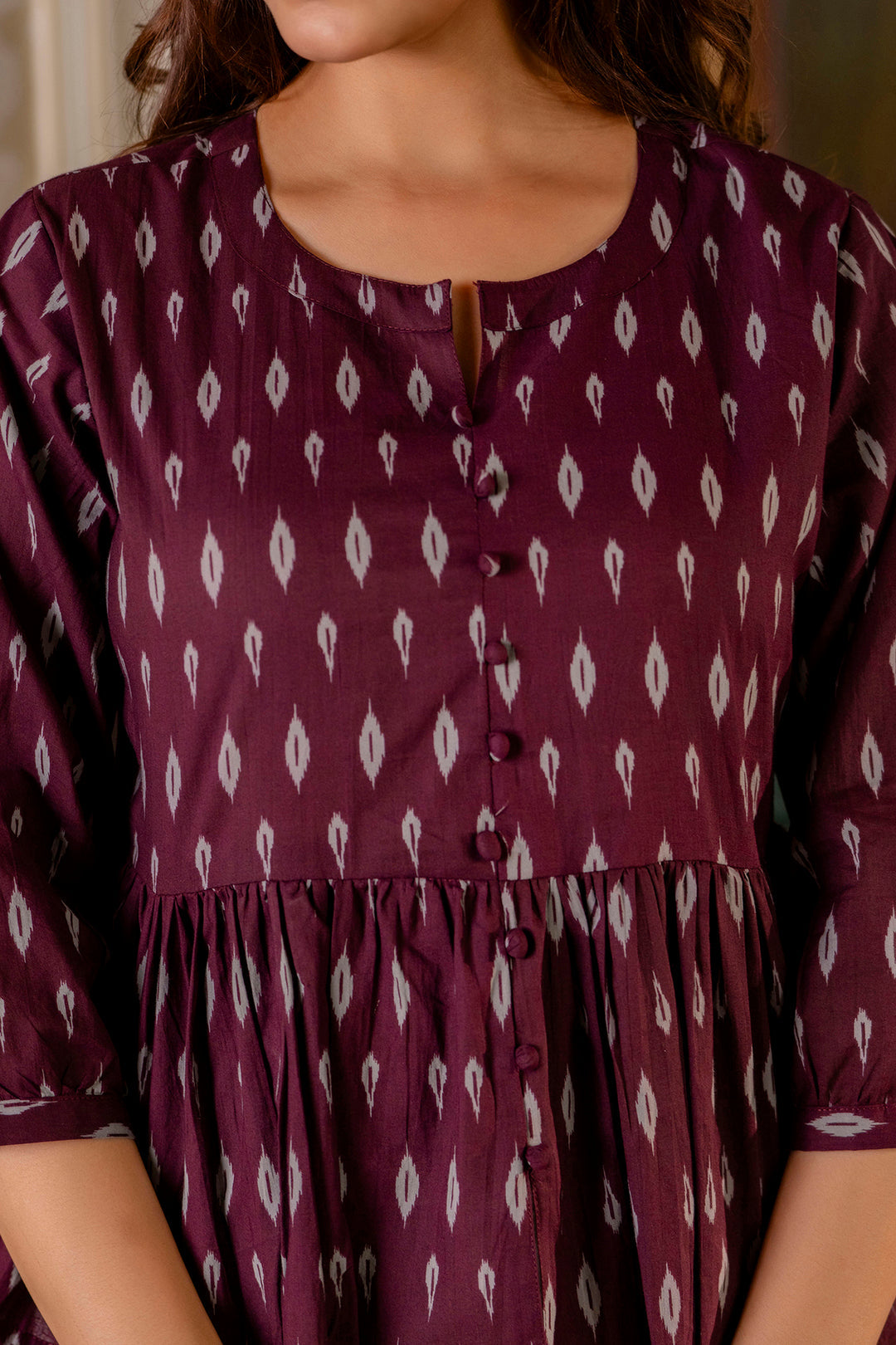 Women's Burgundy Peplum Tunic - Taantav