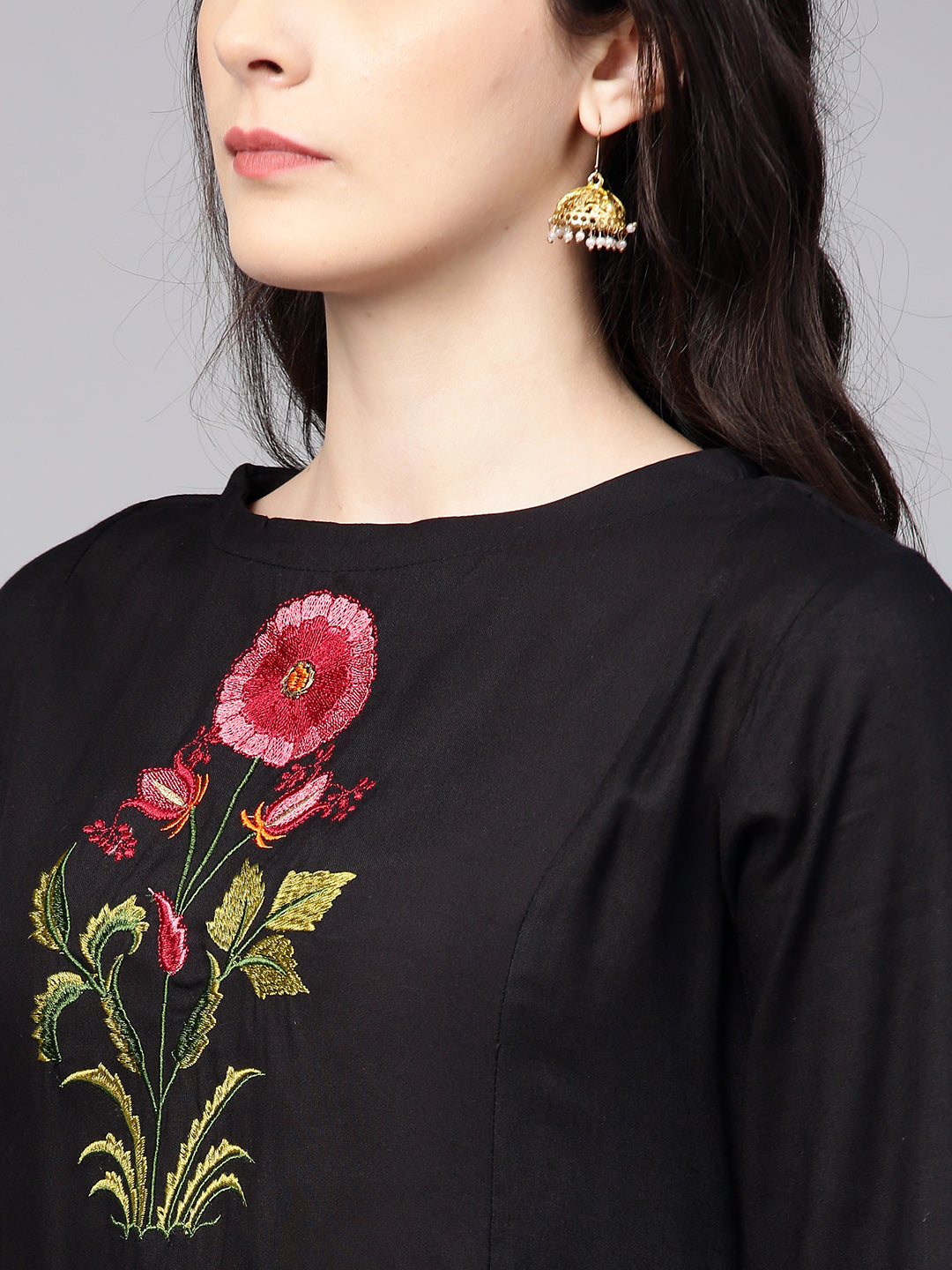 Women's Black Yoke Design Kurta With Palazzos