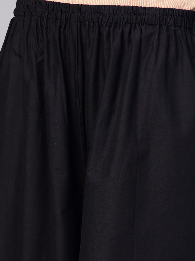 Women's Black Yoke Design Kurta With Palazzos