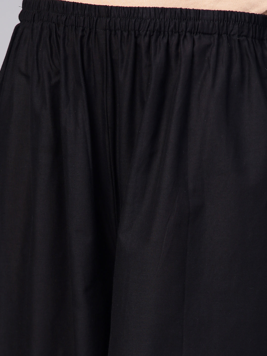 Women's Black Yoke Design Kurta With Palazzos