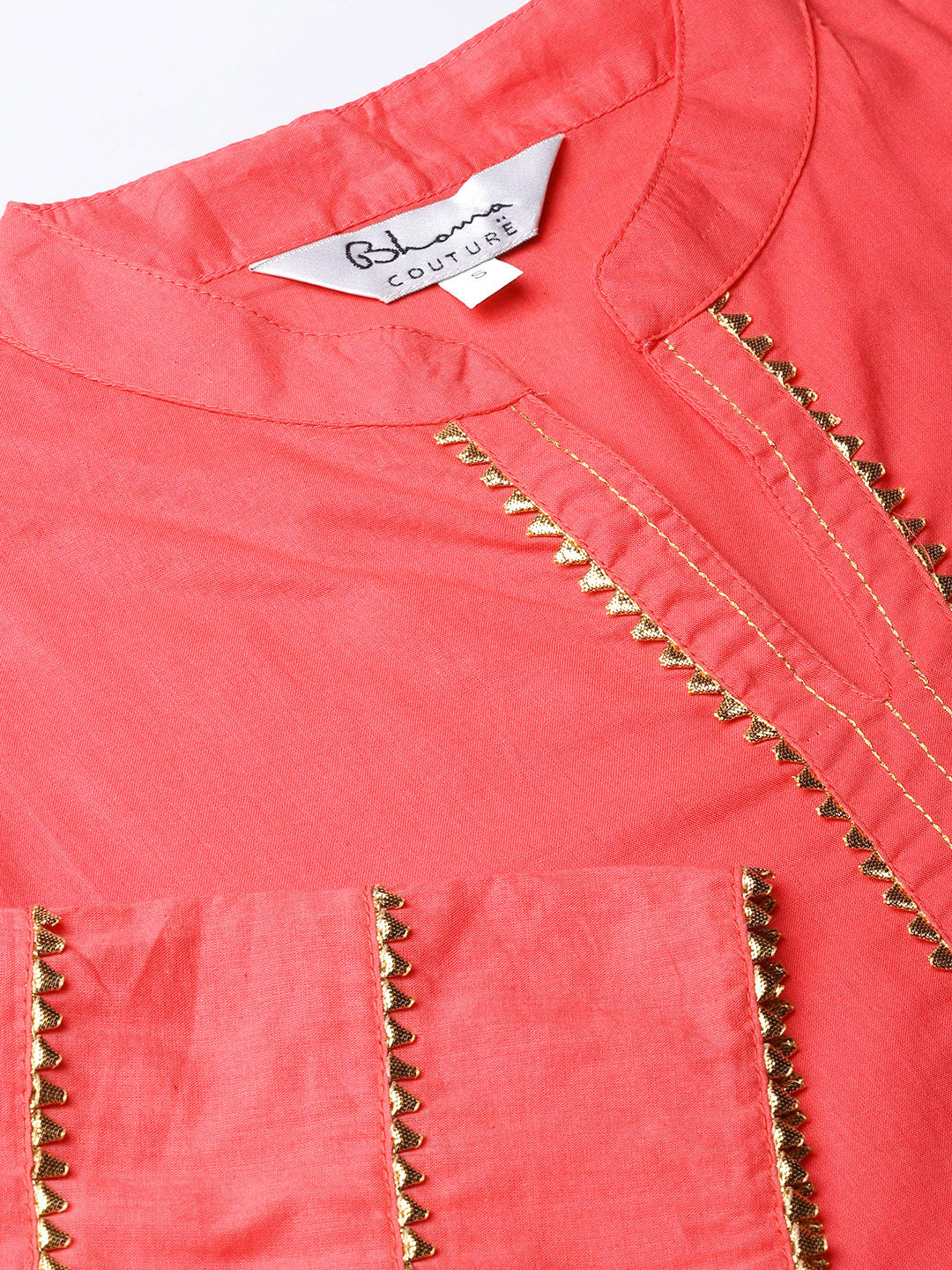 Women's Peach Solid Kurta With Sharara And